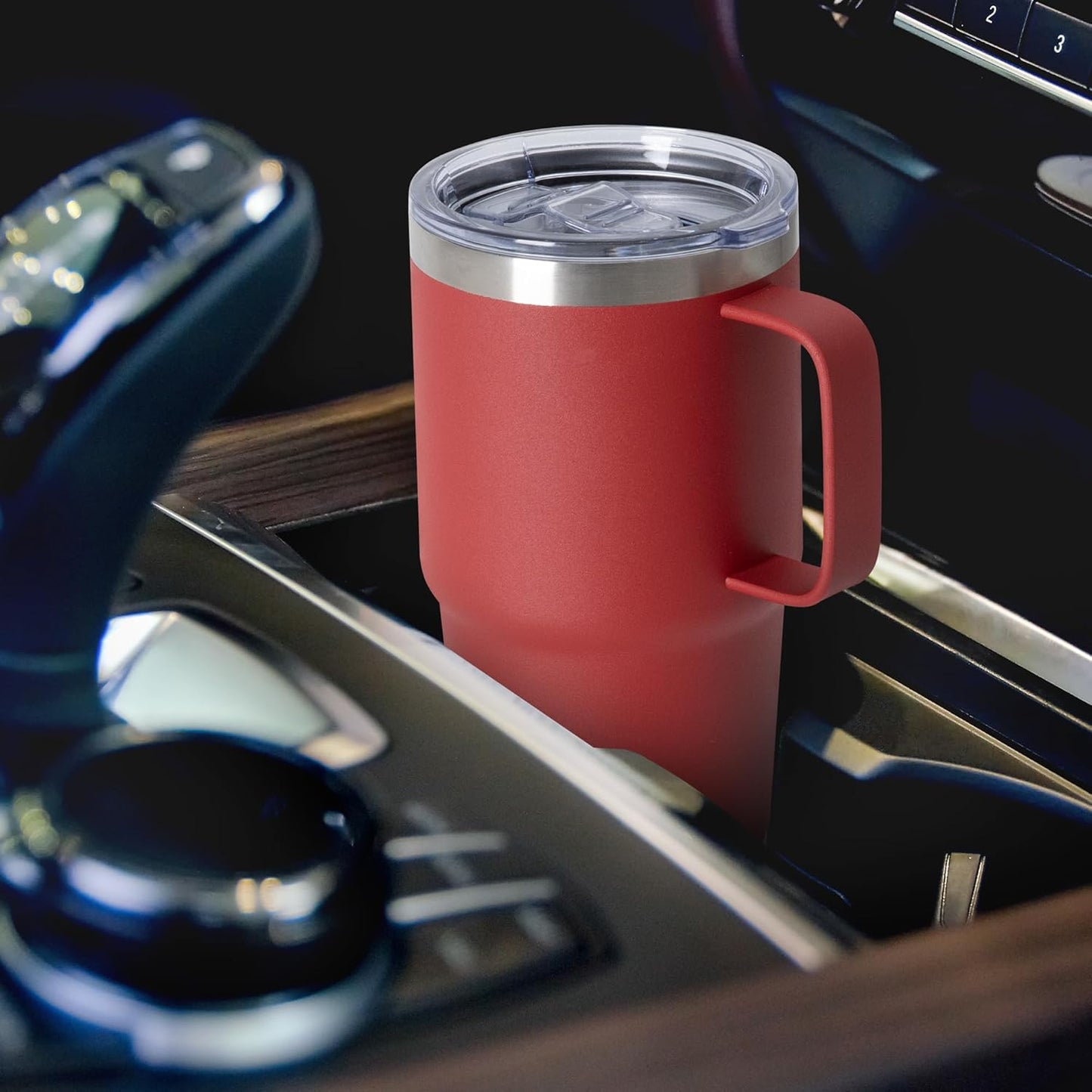 HASLE OUTFITTERS 20oz Tumbler with Lid, Stainless Steel Tumbler with Handle, Metal Insulated Travel Coffee Mug with Handle, Double Wall Vacuum Spill Proof Tumbler Cup, Red 1 Pack