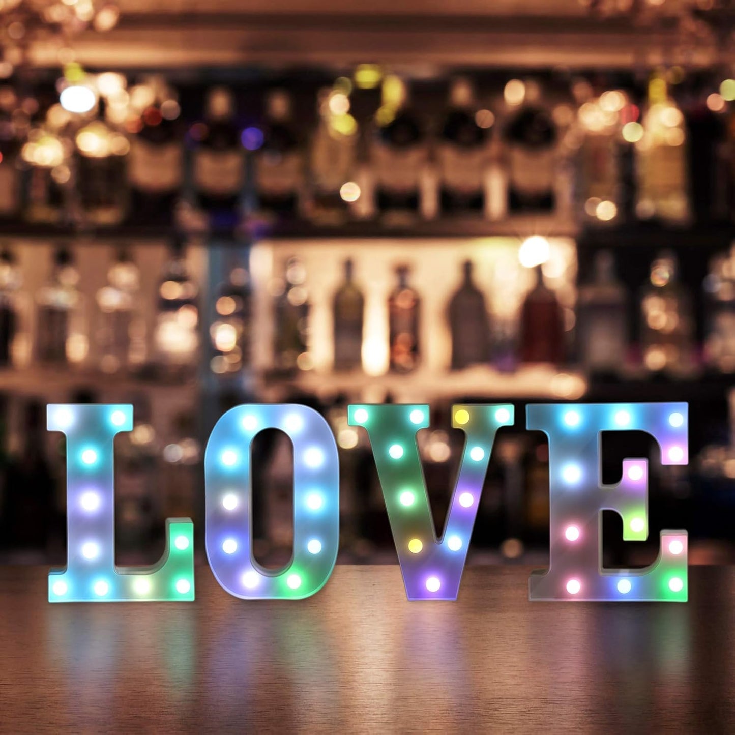 Foaky Colorful LED Letter Lights with Remote,Marquee Light Up Letters Sign for Night Light Wedding/Birthday Party Battery Powered Christmas Lamp Home Bar Decoration(L)