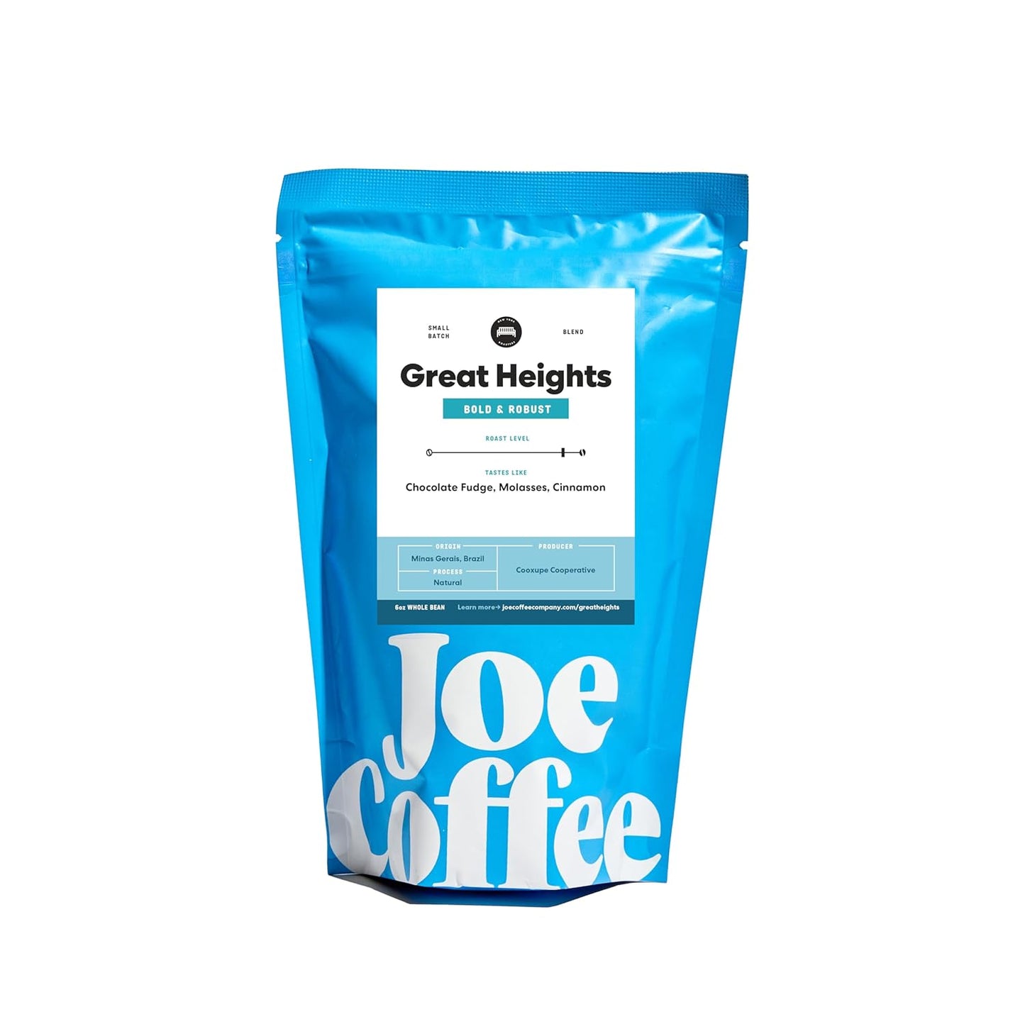 Joe Coffee Company - Great Heights Whole Bean Specialty Coffee, 6 oz Bag | NYC Roaster, Rainforest Alliance Certified, Kosher, Climate-Friendly