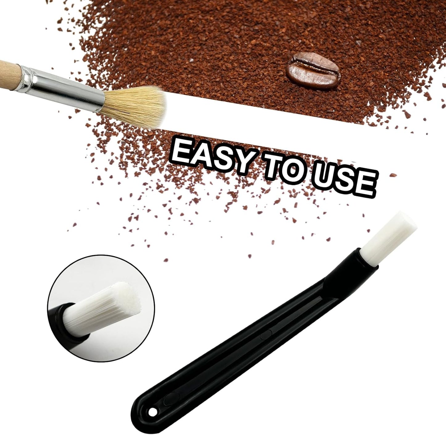 Coffee Brush Set with Wooden and Nylon Brushes for Coffee Machine Cleaning, Professional Espresso Brush Set with Nylon Espresso Brushes Wooden Coffee Grinder Cleaning Brushes