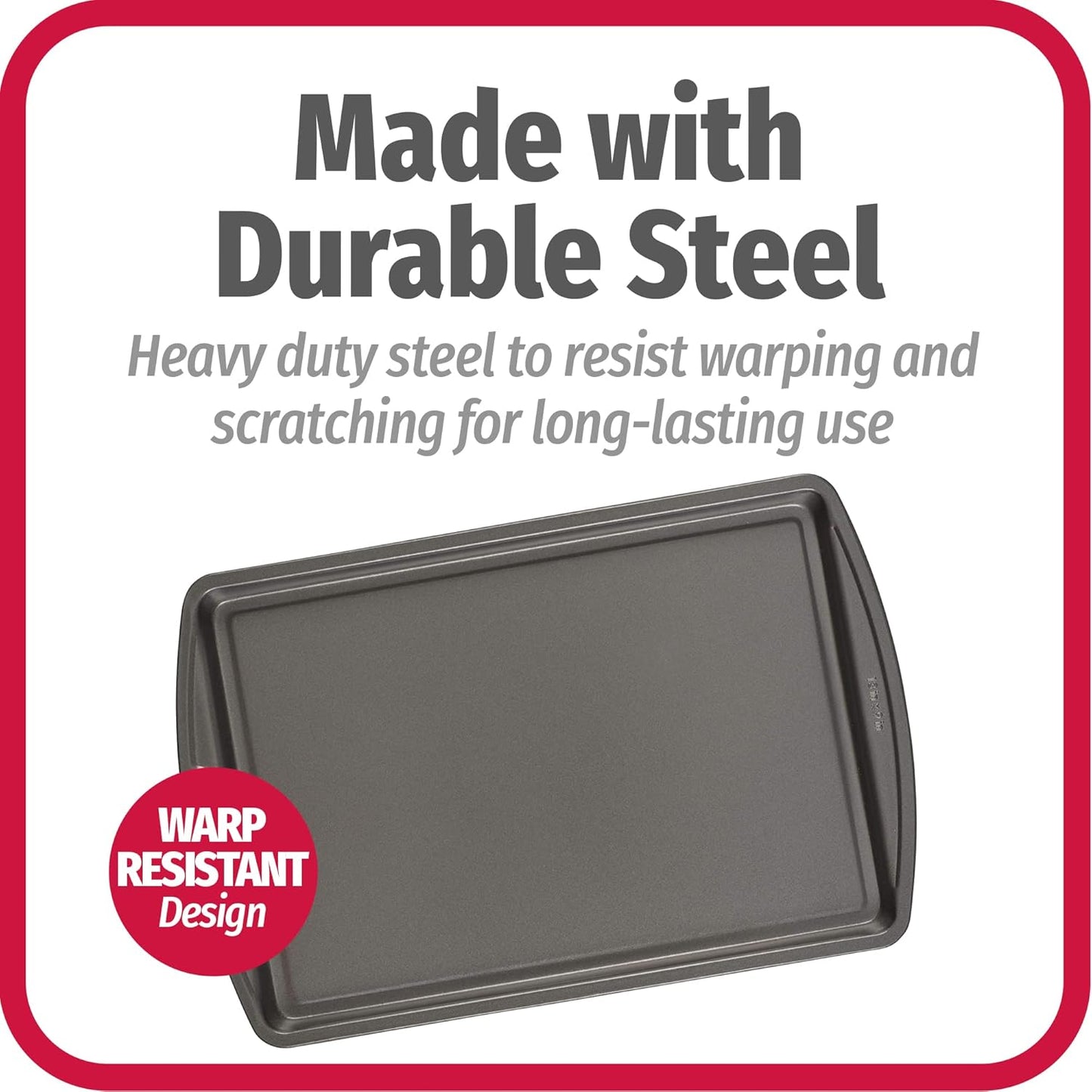 GoodCook Everyday Nonstick Carbon Steel 13” x 9” Baking Sheet Set, 3 Pack – Standard-Sized Carbon Steel Cooking Pans, Bakeware Set, Cookie Sheets for Baking, Oven Pan Set