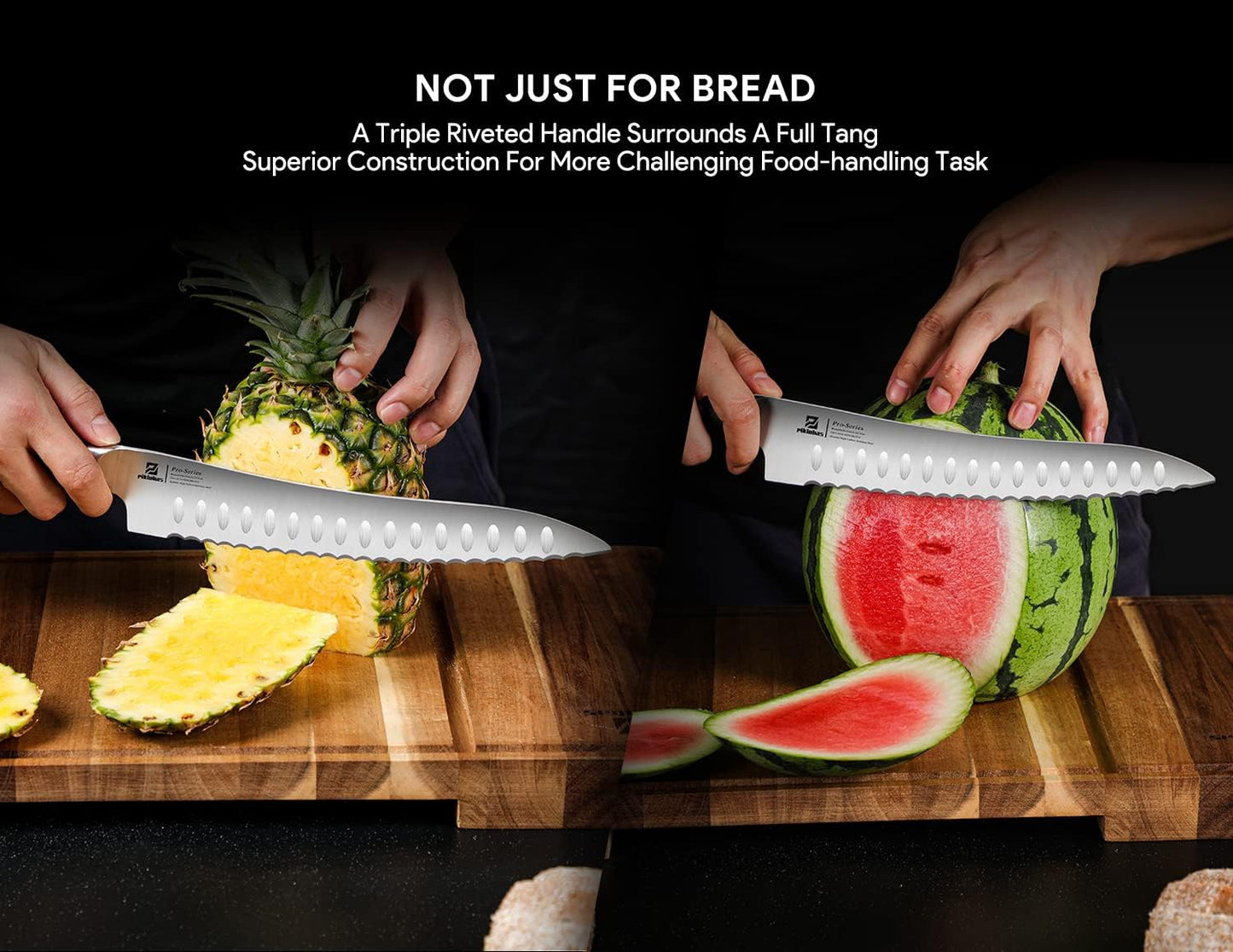 Resharpenable Bread Knife, 10 Inch Multifunction Serrated Knife for Homemade Bread, Razor Sharp Sourdough Slicing with Innovative Wavy Edge for Efficient Cutting, Baking & Wedding Gifts