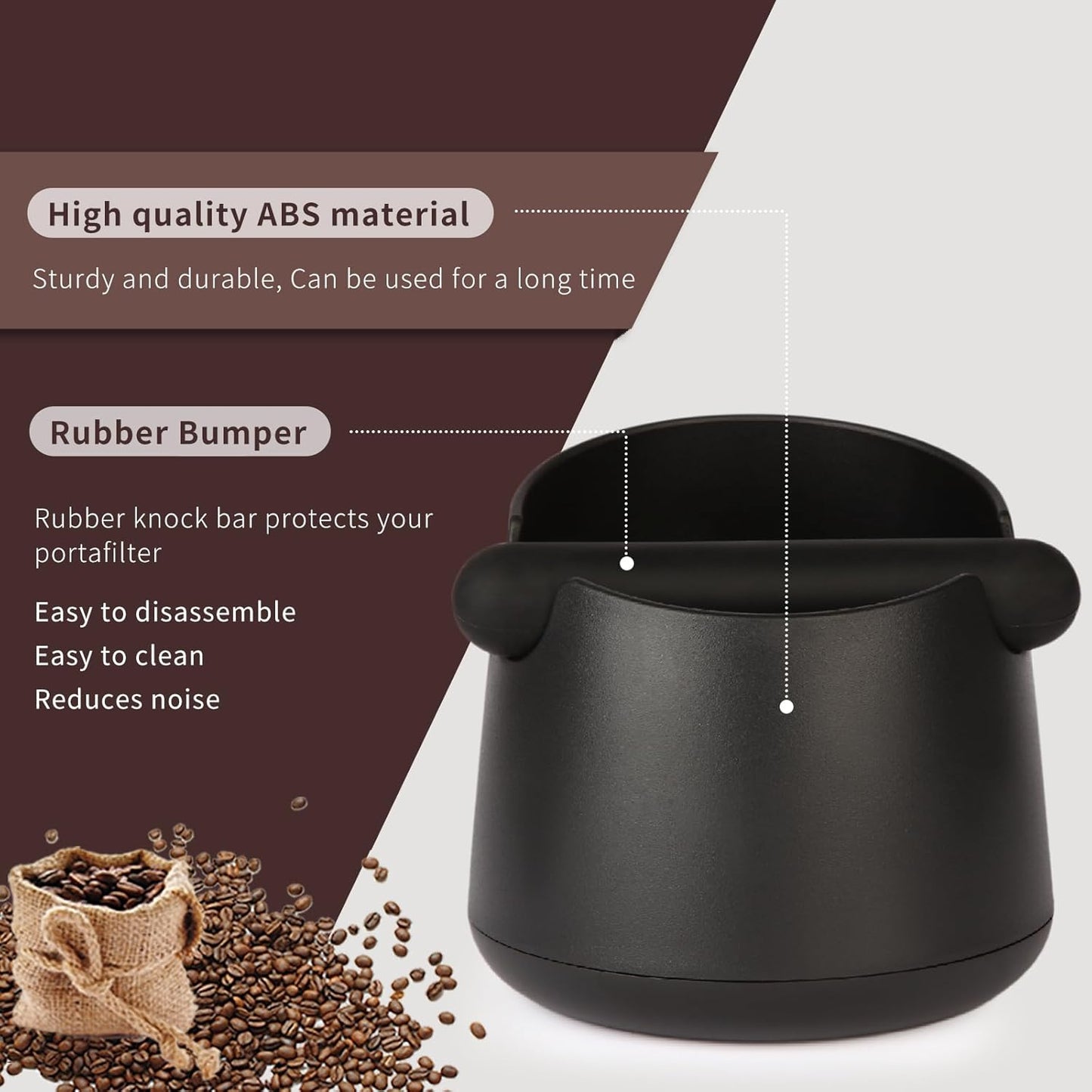 Knock Box Large Capacity Design Espresso Knock Box Shock-absorbent Knock Box Espresso with Removable Knock Bar and Non-Slip Base Espresso Accessories for Home/Office