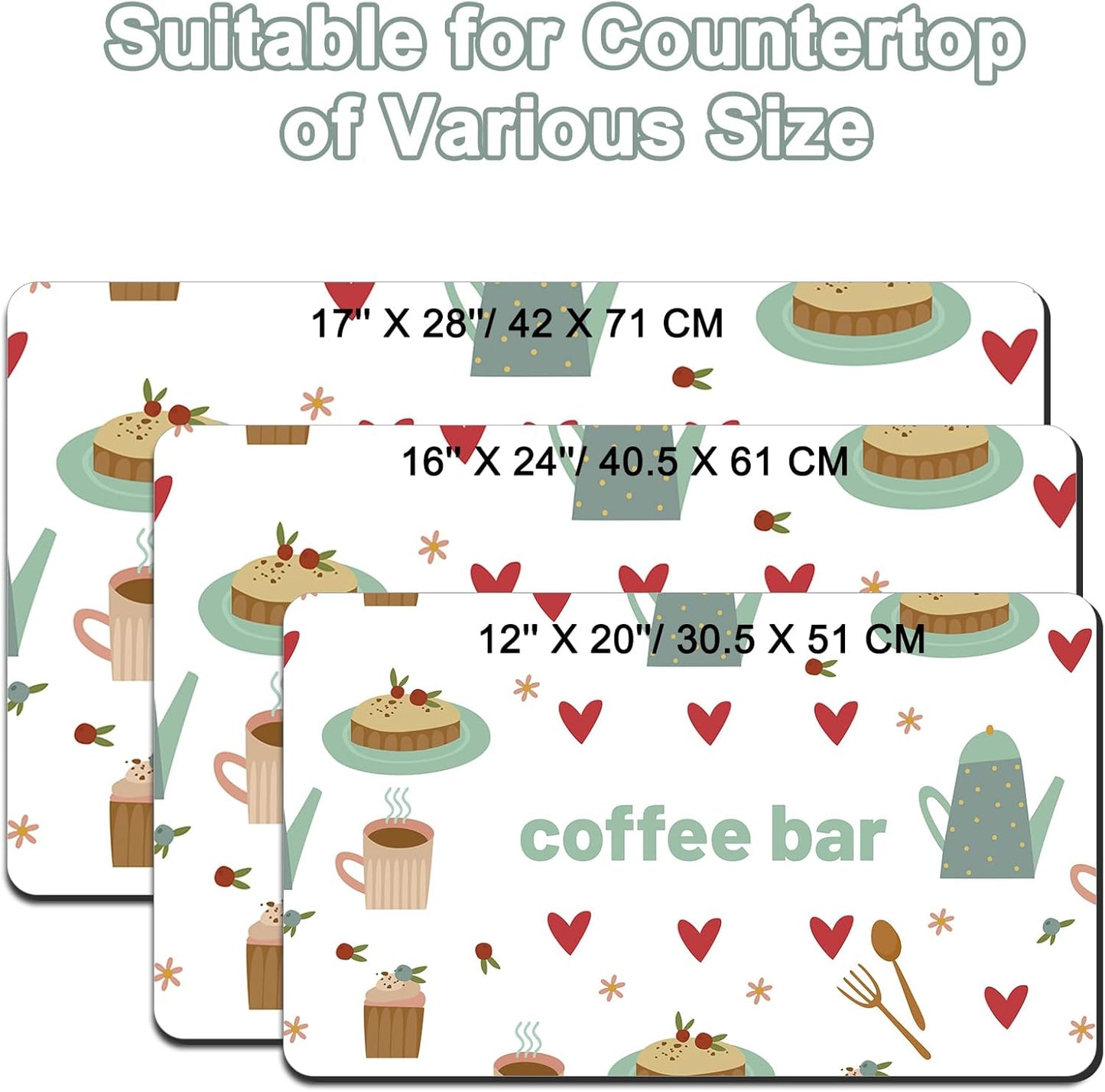 Dish Drying Mat 16" X 24", Super Absorbent & Cuttable Coffee Mats for Countertop, Kitchen Counter Mat Fits Under Coffee Maker or Machine, Hide Stain Drying Pad for Dish Drying Rack, Coffee and Sweets