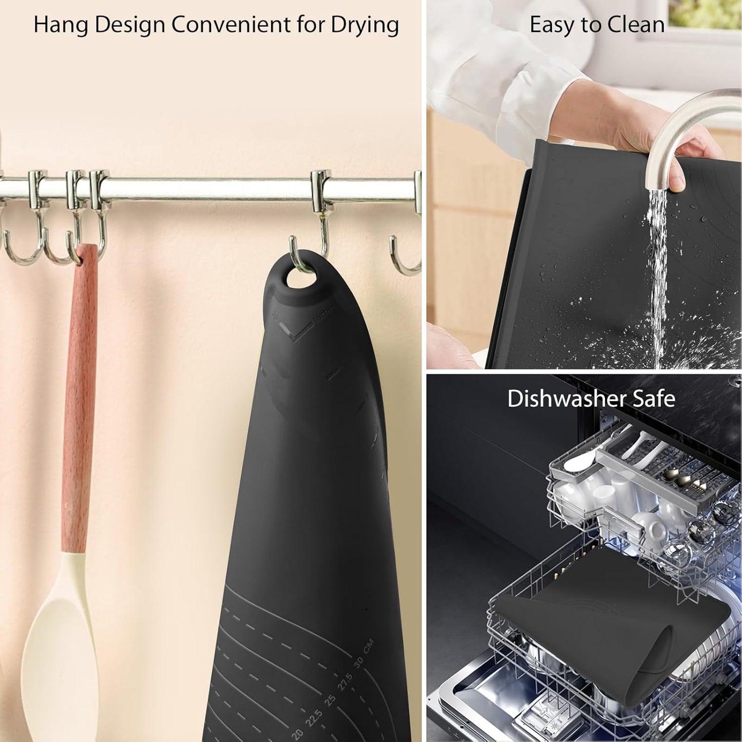 Silicone Baking Mat 28" x 20" Extra Thickness Dough Rolling Mat with Measurements and Edge Heightening, Non-stick Food Grade Silicone Pastry Mat for Pastry, Bread, Cookies, Pizza, Fondant, Pasta