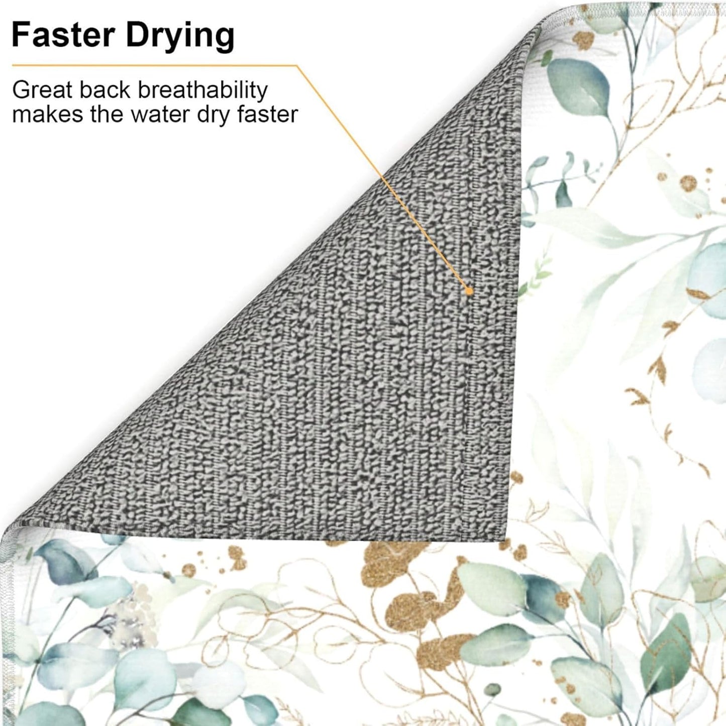 Plants Flowers Dish Drying Mat, Highly Absorbent Microfiber Kitchen Counter Pad Reusable Washable, 16*18"