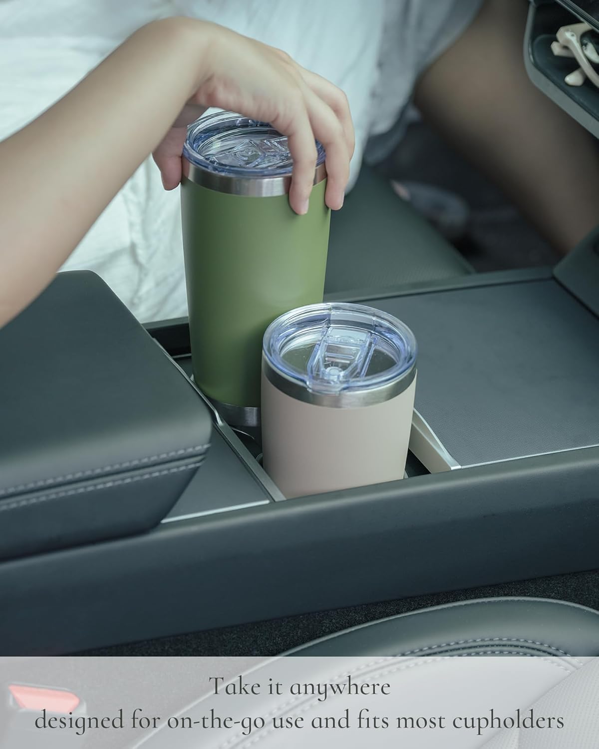 Travel Coffee Tumbler 20oz, 4 Pack Leakproof Travel Coffee Mug with Lid and Straw, Stainless Steel Double Wall Vacuum Insulated Tumbler for Hot/Iced Drinks (Textured Matte, Brown)