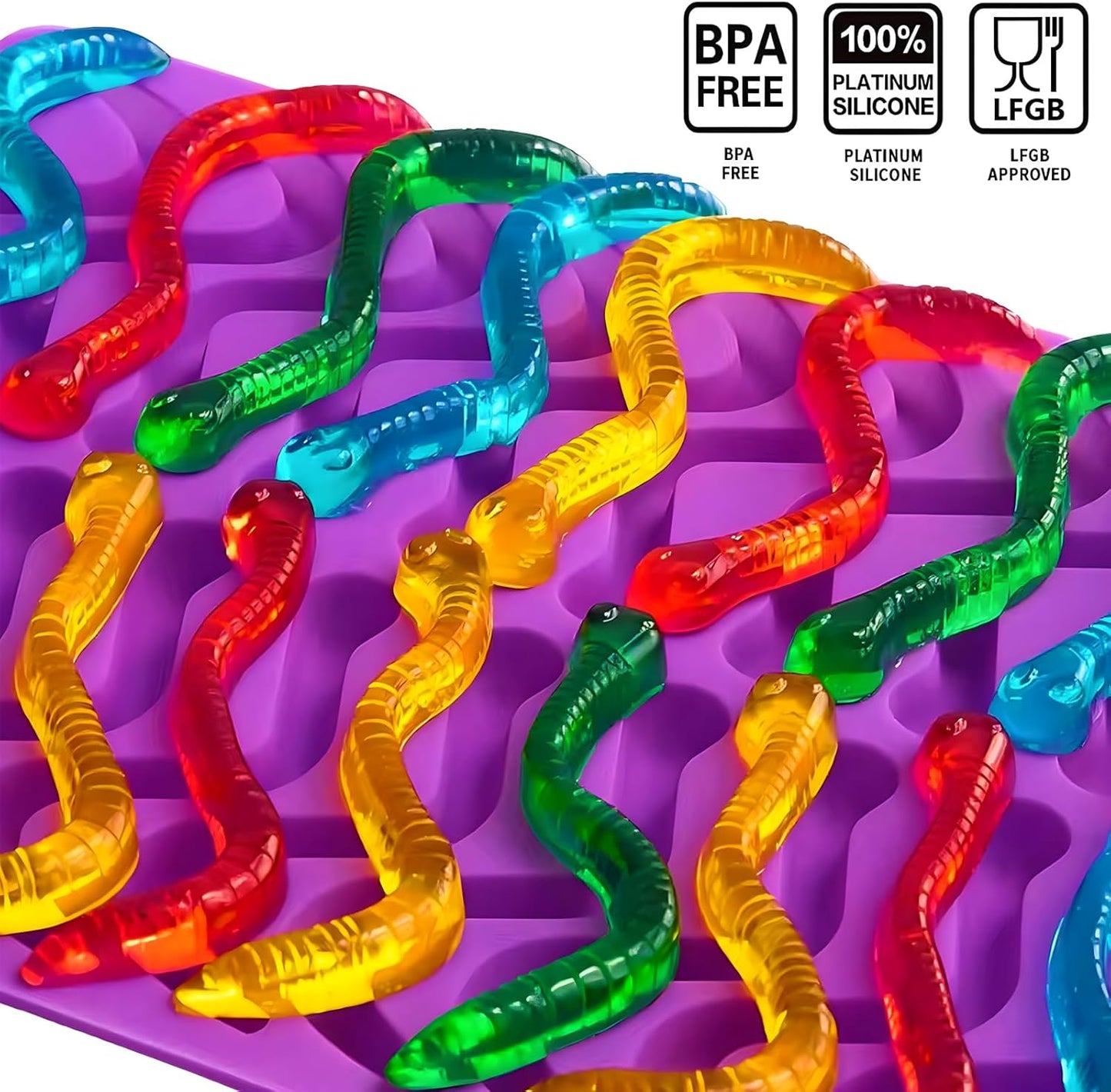 Gummy Candy Molds - Silicone Gummy Bear/Dinosaur/Hearts/Gummy Worm Mold for Kids with 2pcs Dropper,Non-stick and Bpa Free for Mini Candy Chocolate Gummies Baking