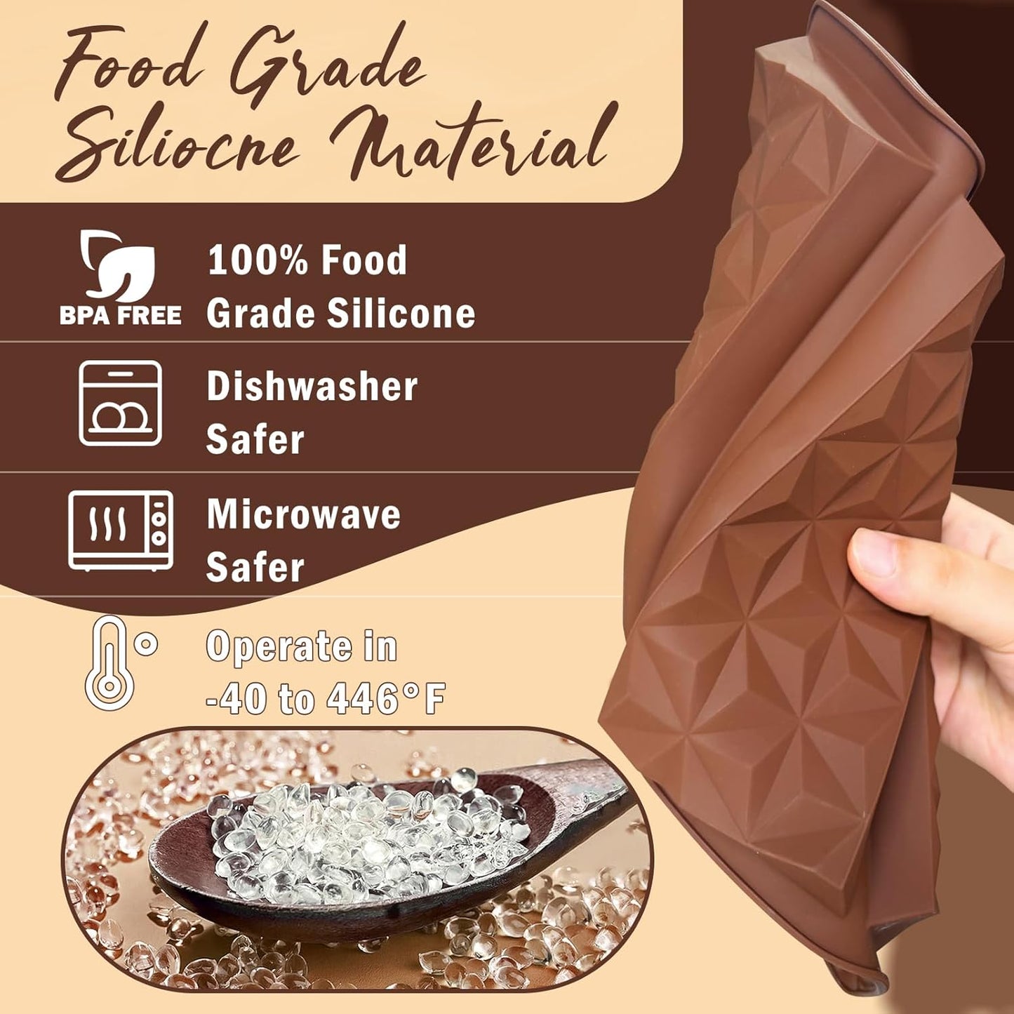 HKNMTT Chocolate Bar Mold Silicone, Large Stuffed Dubai Pistachio Deep Bar Moulds Kit 0.85 Inch Thick Big, Ideal for Homemade Making Candy Bar Bpa Free DIY Diamond Grid 2PCS