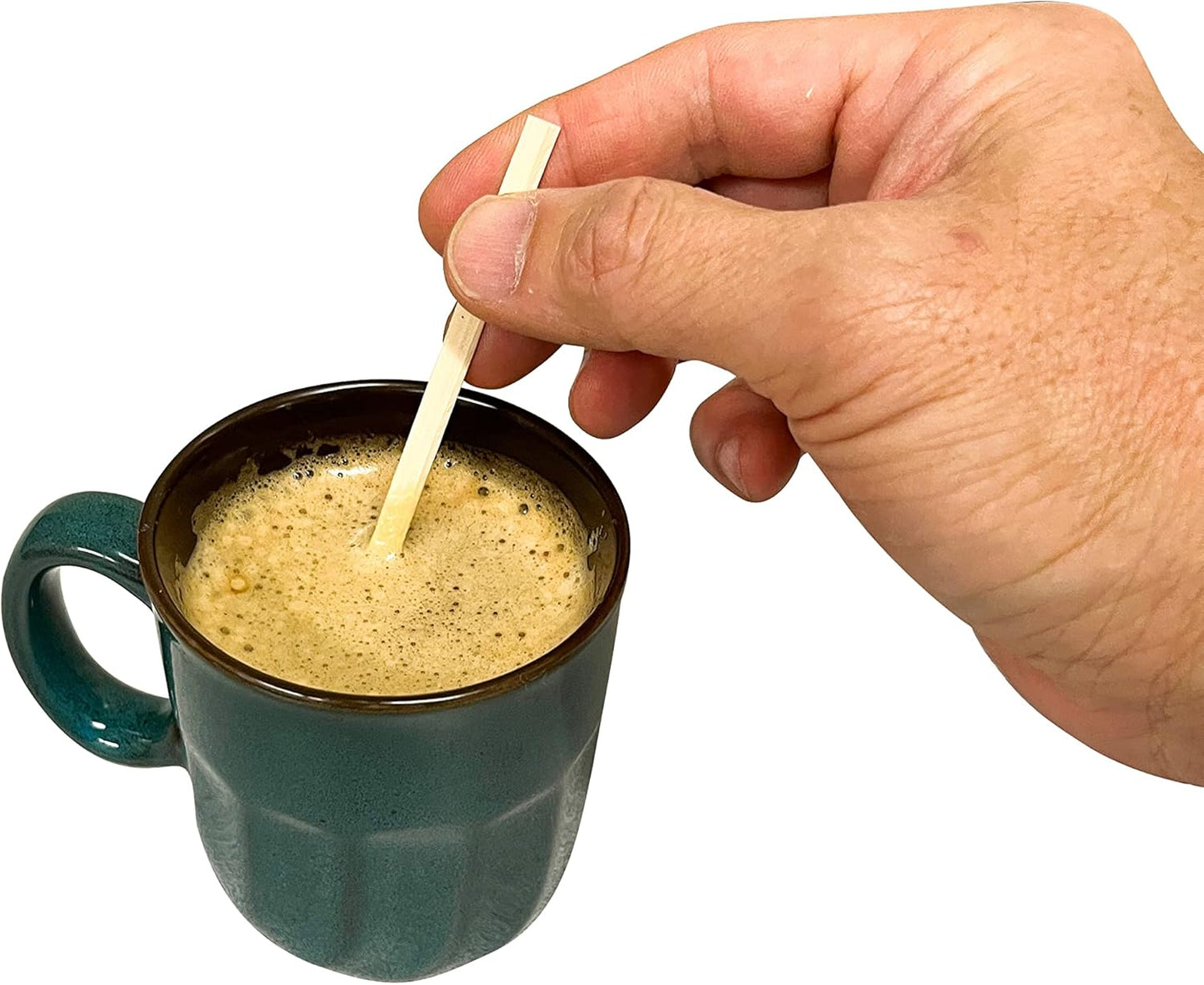 1000 Count | KingSeal Bamboo Coffee Stir Sticks, 5.5 inches, Square End, Stronger and Thicker Than Standard Wood, 100% Renewable and Biodegradable - 1 Box of 1000 Stirrers