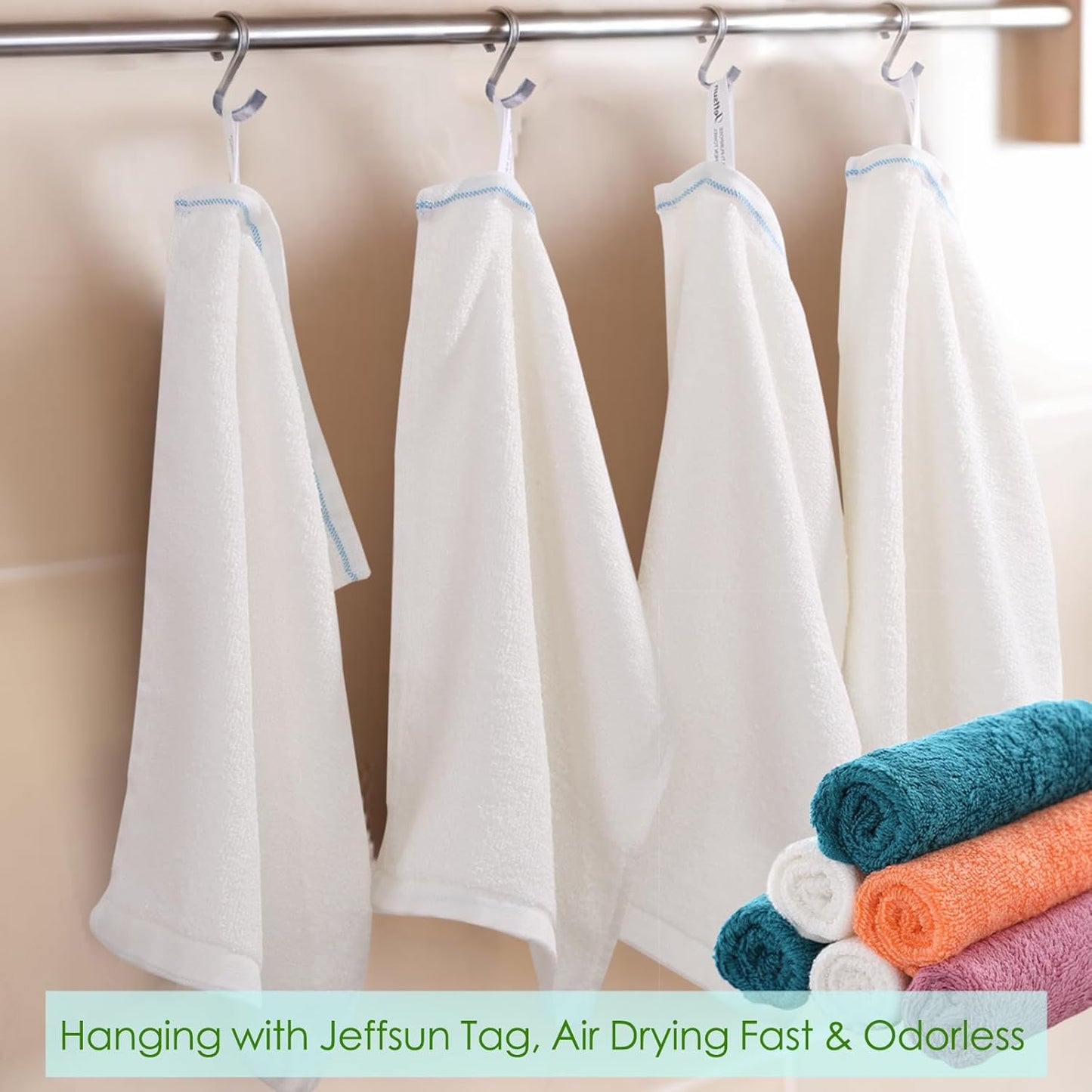 JEFFSUN Dish Cloths 12 Pack, 10x14 inch White Reusable Kitchen Washcloths, Plant Based Rayon, Soft & Scratch Free, Quick Dry, Odor Resistant