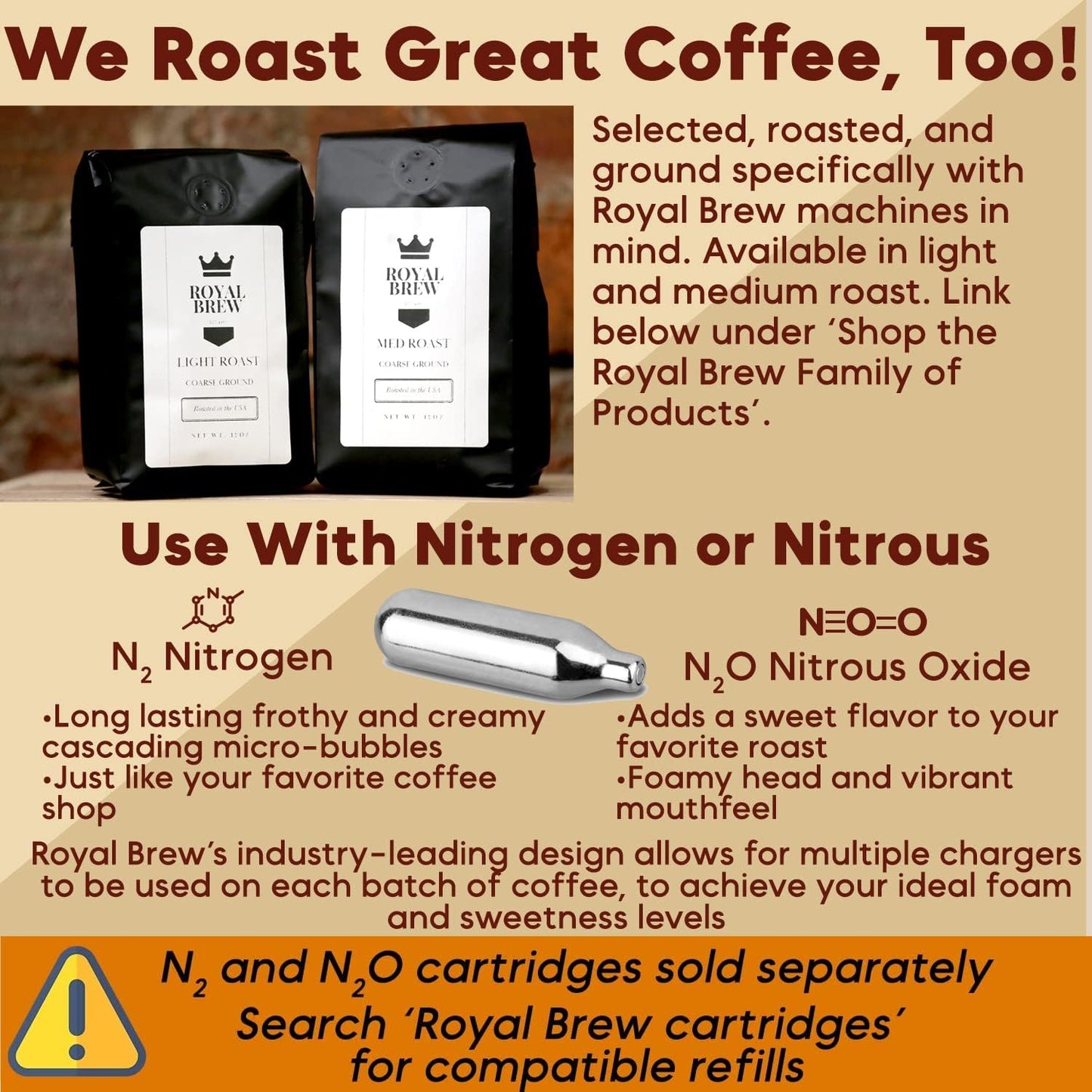 The Original Royal Brew Nitro Cold Brew Coffee Maker - Gift for Coffee Lovers -128 oz Extra Large Home Keg, Nitrogen Gas System Coffee Dispenser Kit - Use Nitrogen or Nitrous Oxide