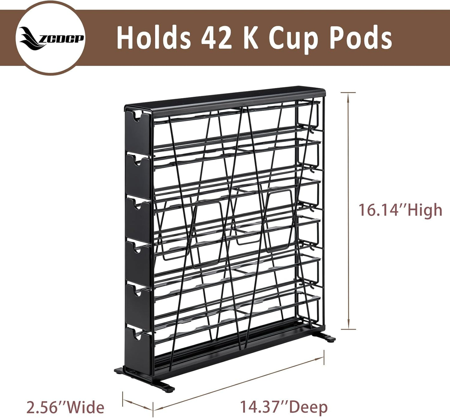 ZCDCP for K Cup Coffee Pod Holder, K Cup Holder Drawer Wall Mounted Coffee Pod Organiser (Holds 42 Coffee Pods)