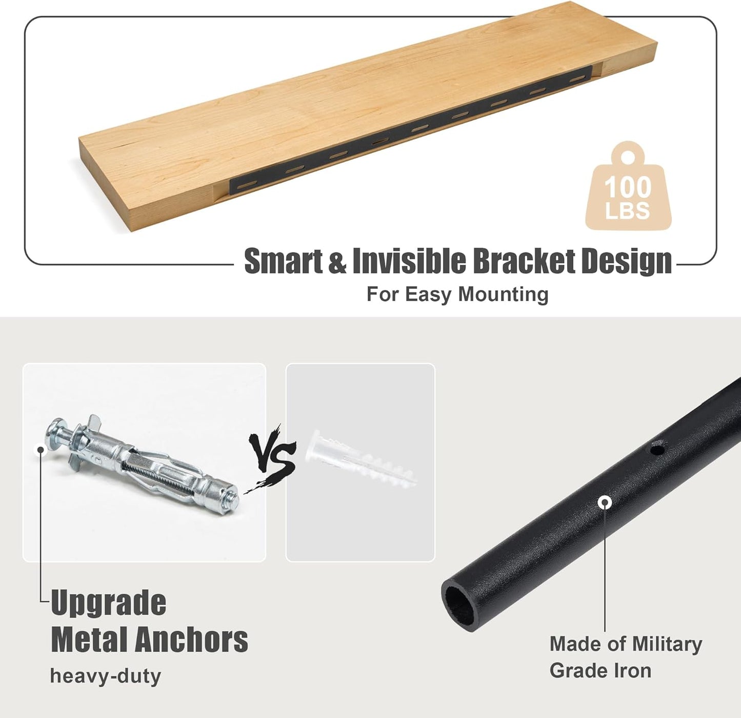 Floating Shelves for Wall, USA-Sourced Brich Wood 48 Inch Long Wall Shelves, Natural Wooden Mounted Picture Ledge Shelf, Nursery Book Storage Shelf Kids Bookshelf, Display Shelf for Bathroom