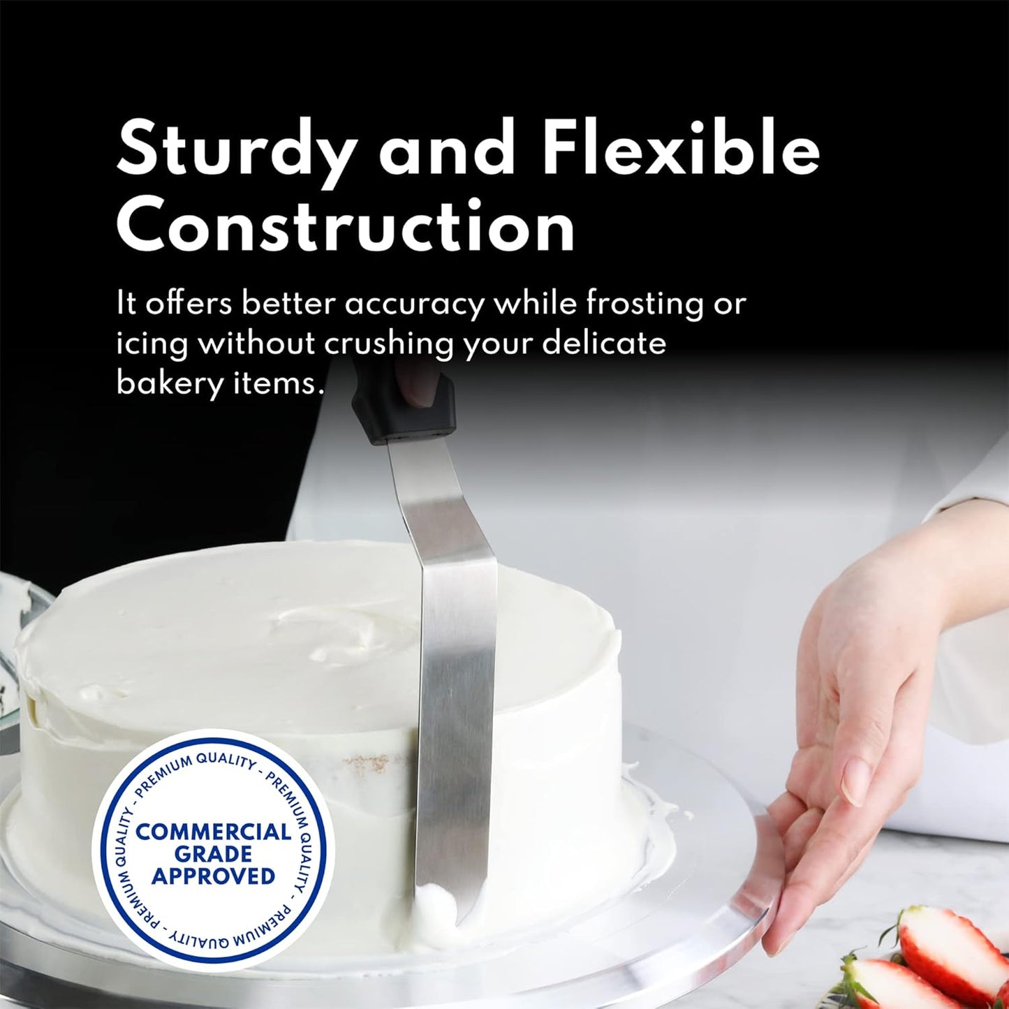 New Star Foodservice 38156 Angled Icing Spatula, 6-Inch Blade, 11-Inch Overall, Silver