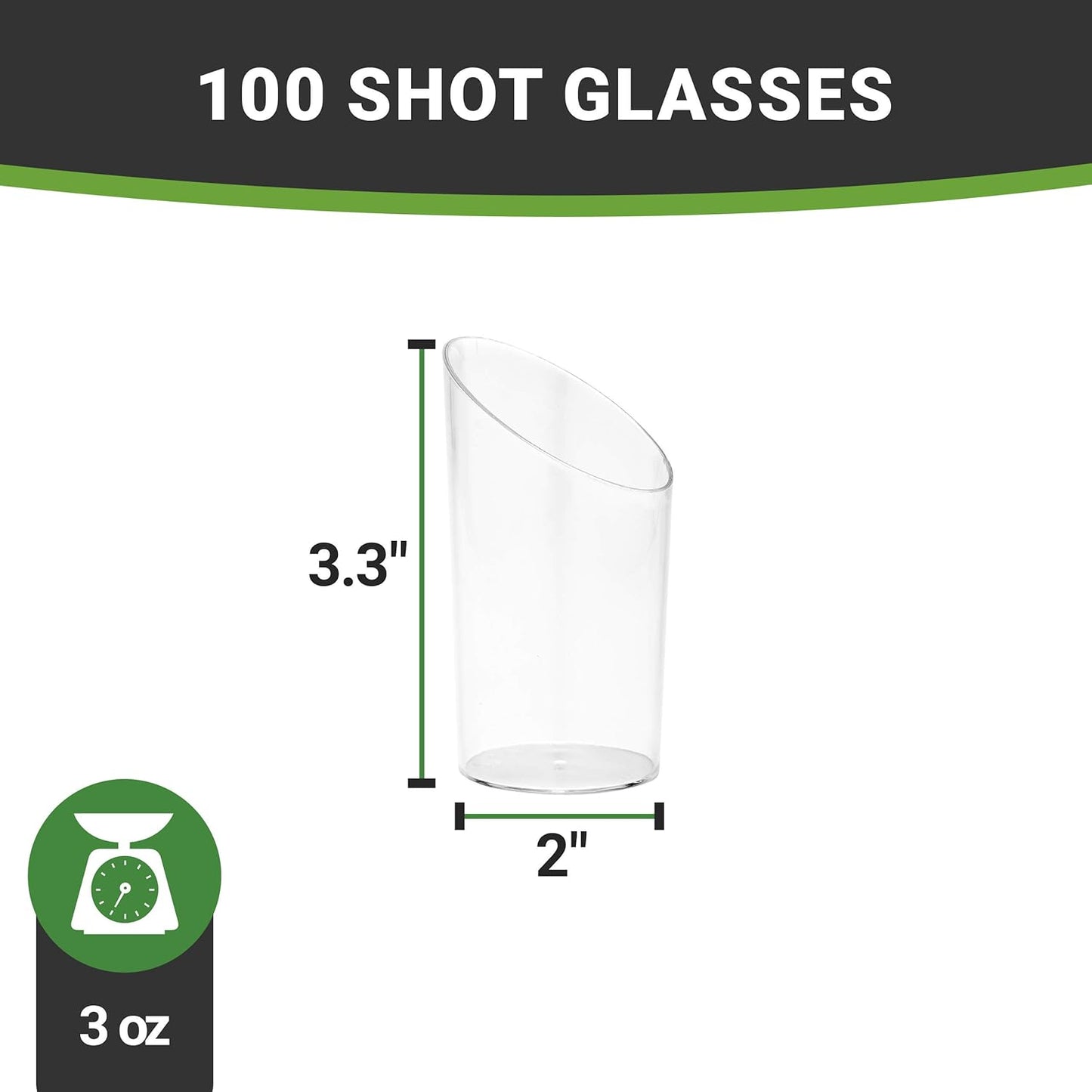 Restaurantware 3 Ounce Shot Glasses 100 Round Incline Cups - With Clear Finish Disposable Plastic Shot Glasses For Serving Samples At Wedding Banquets And Catered Events