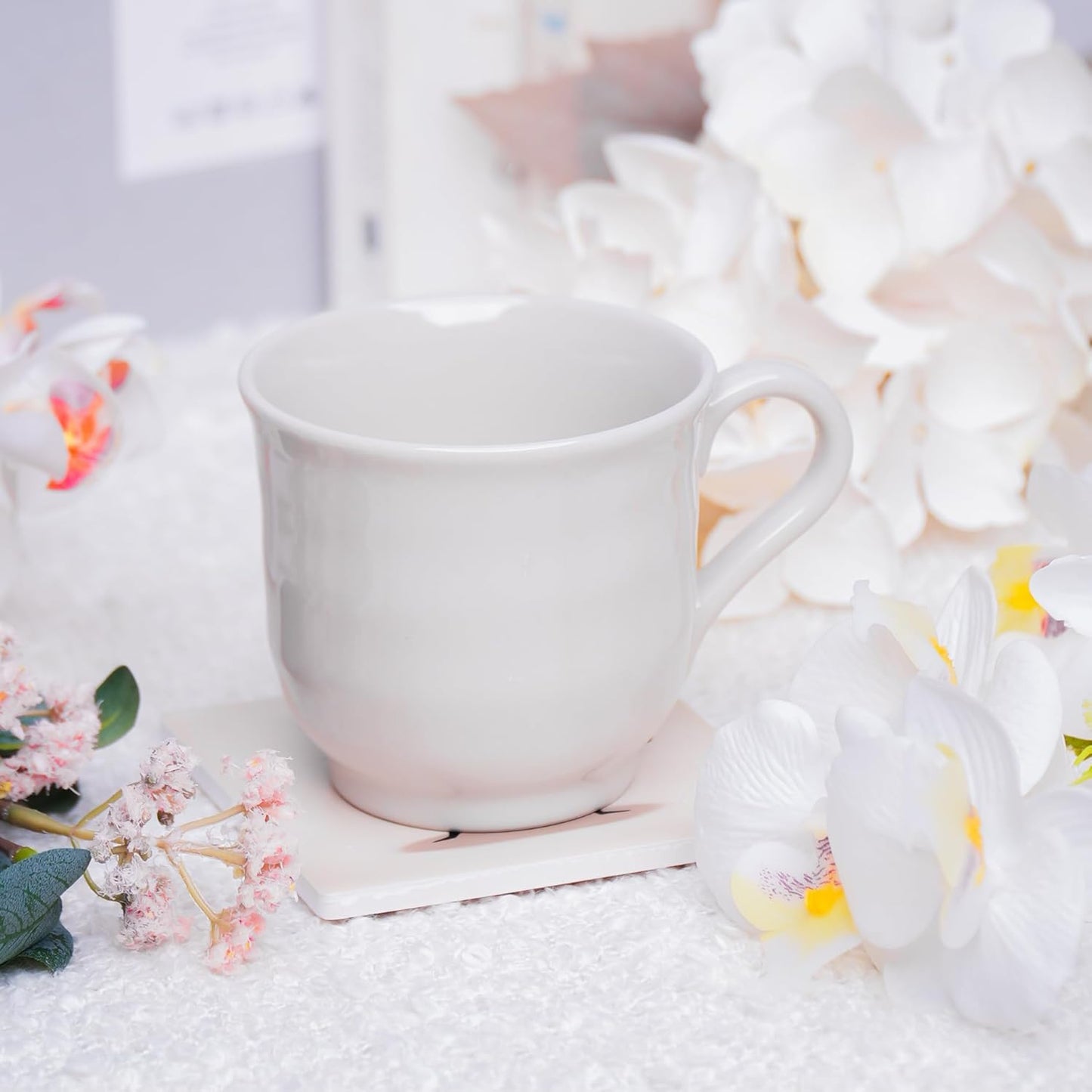 Ceramic Coasters Set of 4 – Square Drink Coasters with Cork Backing, 3.9x3.9 Inches – Decorative Printed Designs for Home, Office, or Gift Use (Musical Cats)