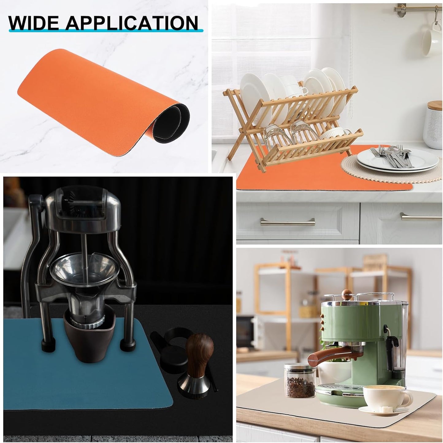 uxcell Silicone Mats for Kitchen Counter, 15.7" x 11.8" Non-Slip Countertop Protector Mat Heat Resistant Coffee Mat Waterproof Table Placemat, Orange