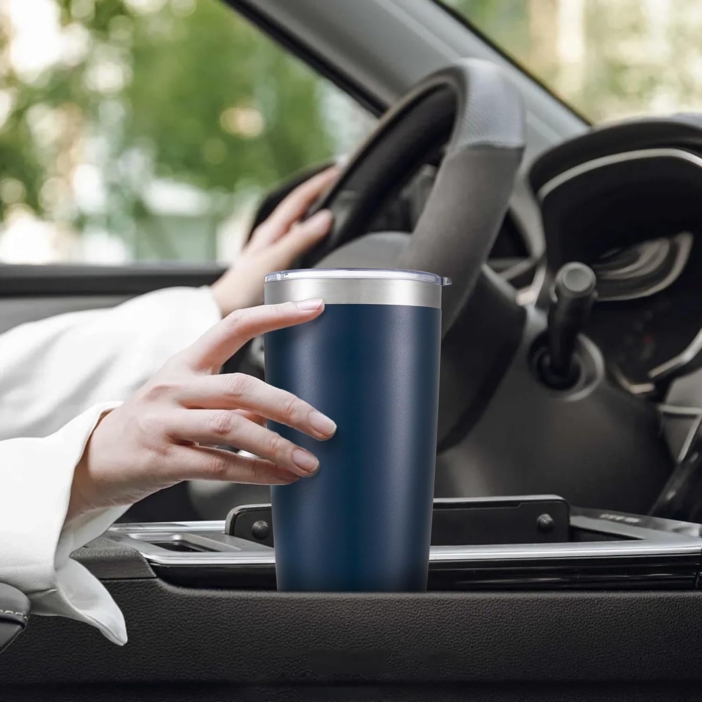 20 oz Tumbler with Lid Stainless Steel Insulated Tumblers Bulk Double Wall Vacuum Cups Powder Coated Travel Mug Keep Drinks Cold and Hot, Navy, 12 Pack