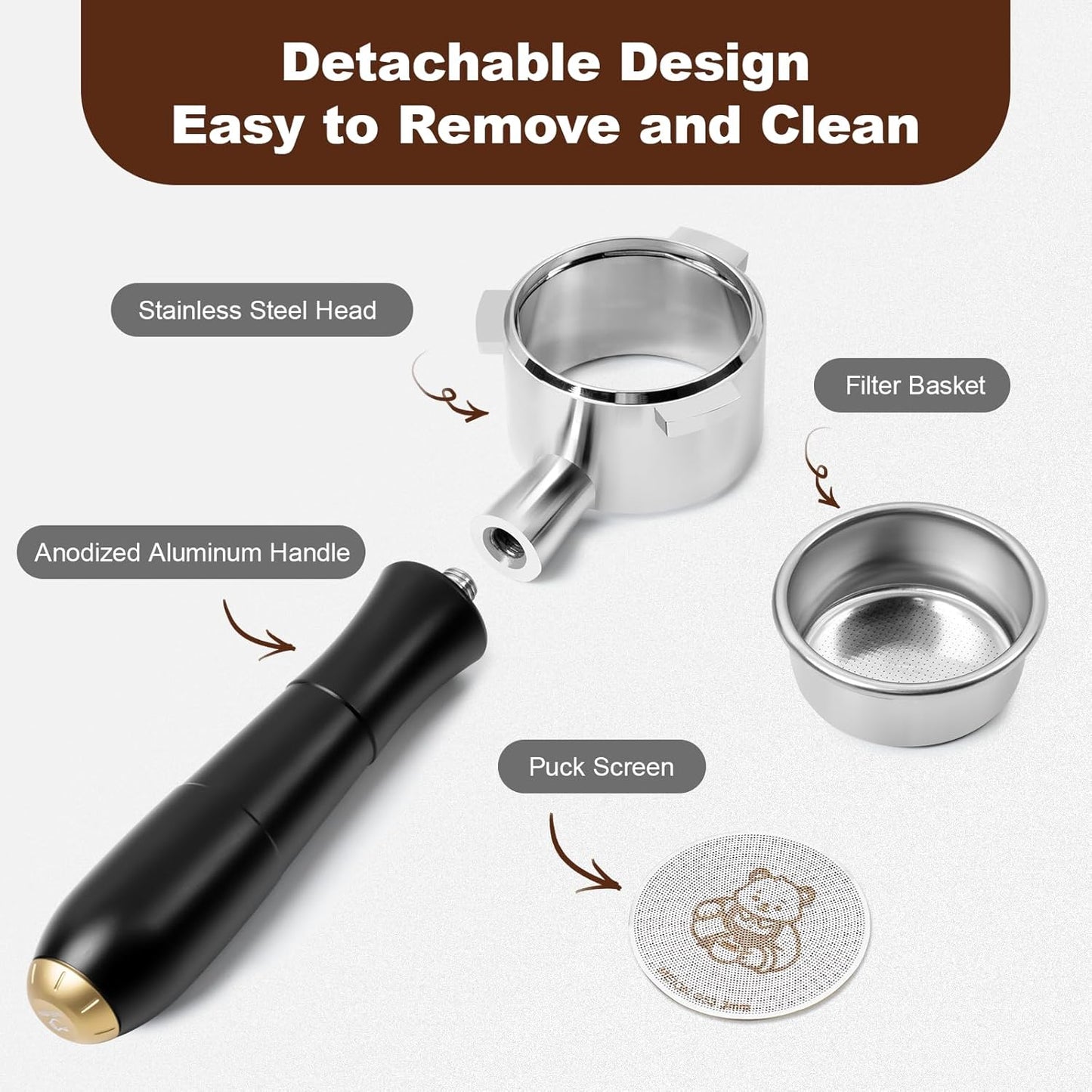 MEION 54mm Bottomless Portafilter Compatible with Breville Barista Express Machines, Sage, Barista Pro, BES870XL, BES878, BES880, Espresso Portafilter with 18g Filter Basket & Puck Screen