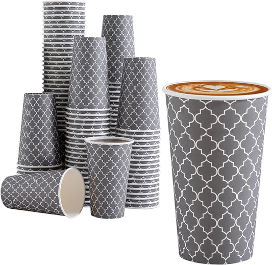Lamosi Coffee Cups 16 oz 180 Pack, Disposable Coffee Cups, Disposable Cup,16 oz Hot Cup, Paper Insulated Cup for Cold Hot Drinks (No Lids)