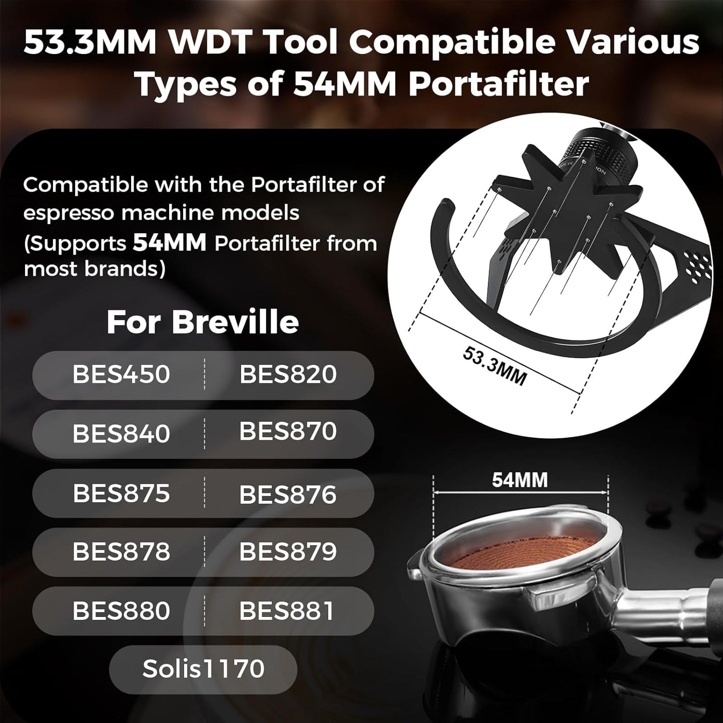 IKAPE Mantis WDT Distribution Tool, V3-54mm Espresso Stirrer Distribution Tool for Barista - 8 Needle Espresso Stirrer with Dosing Funnel & Stand, Adjustable Needle Height, Walnut Handle