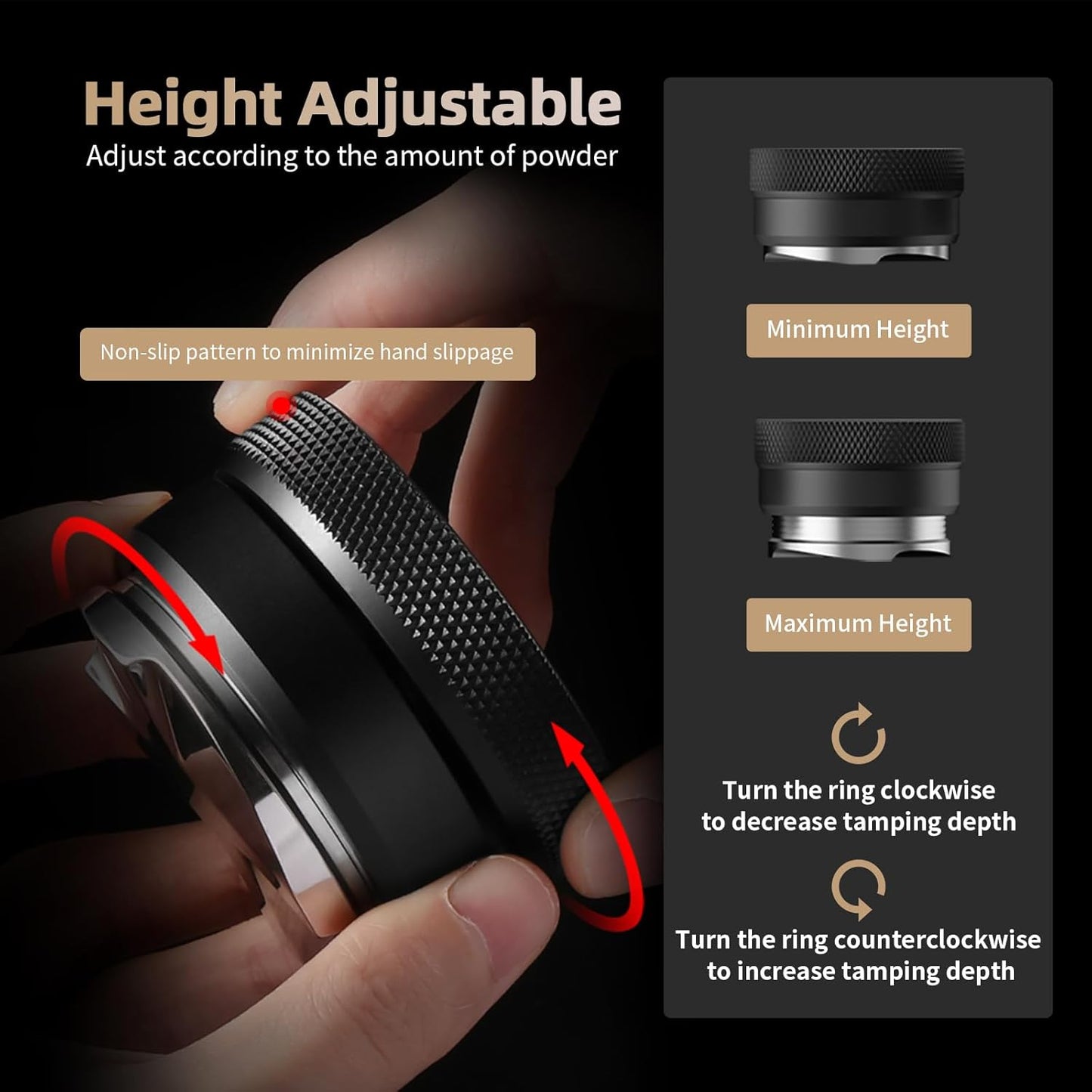 MHW-3BOMBER Coffee Distributor 54mm, 53.35mm Espresso Distribution Tool fit for 53mm/54mm Breville Portafilter, Height Adjustable Espresso Distributor, Detachable CD Espresso Leveler,T6093L4-OS