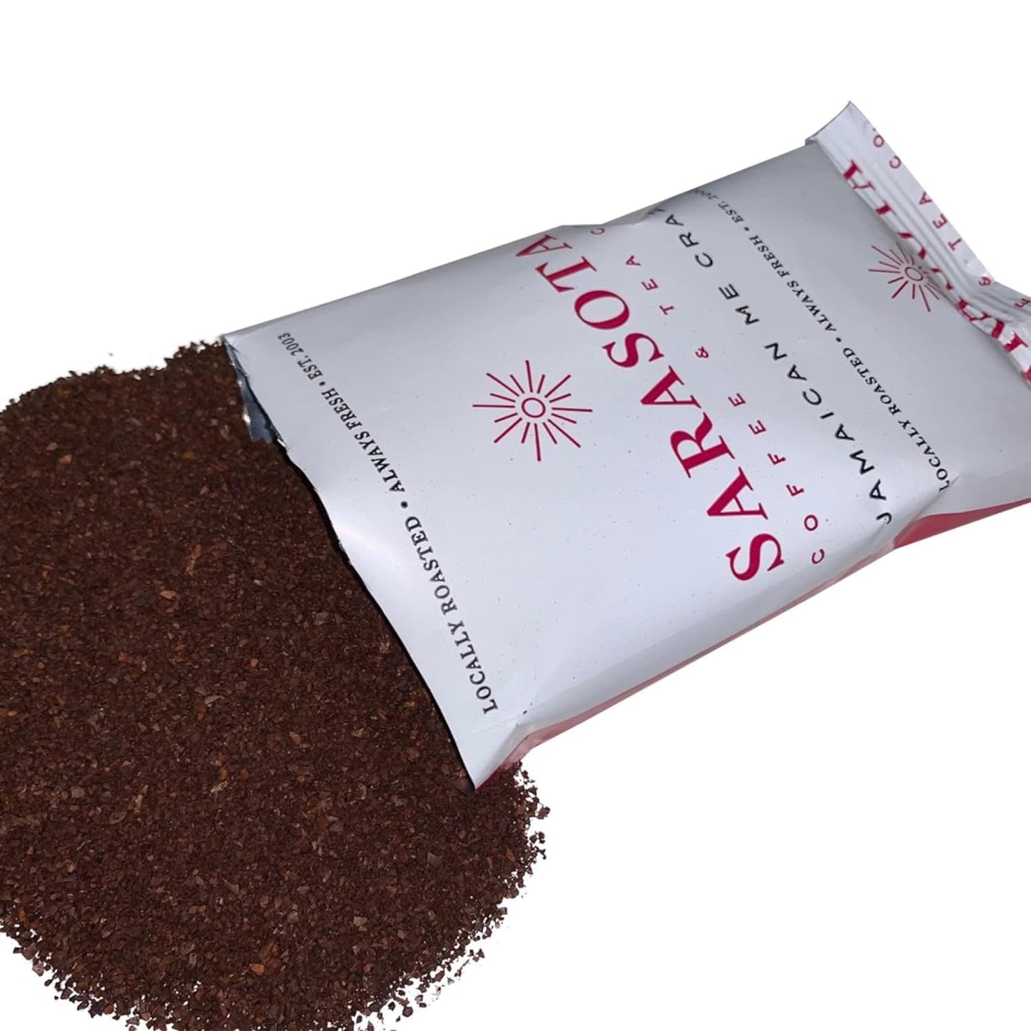 Sarasota Coffee Ground Packets | Gourmet Flavored Medium Roast Bulk Coffee Packs | Jamaican Me Crazy | Low Acid Mold Free Singles Individual Pouches for 12 Cups | 2.5 Ounce Bags, 36 Count