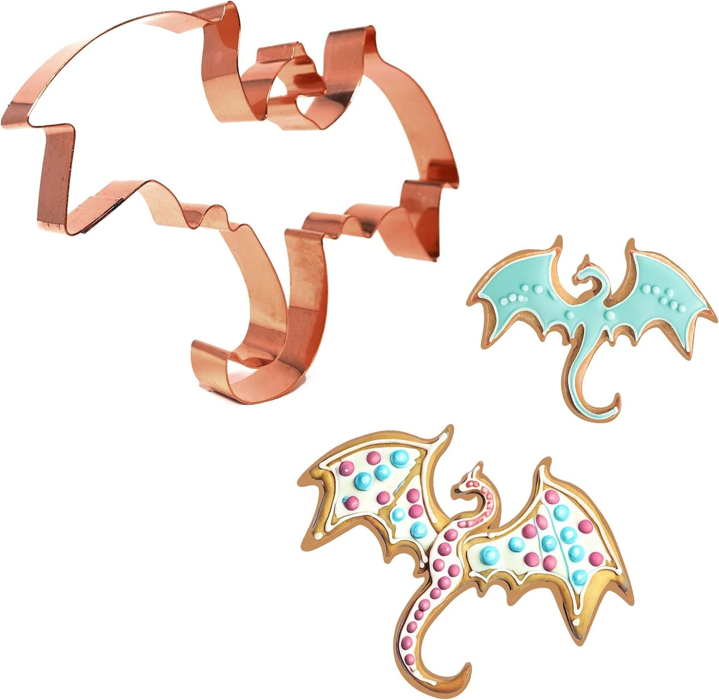 The Fussy Pup Flying Dragon Cookie Cutter – 6.25” Solid Copper – Handmade in the USA – Fantasy Wyvern for Medieval Parties, Crafts, and Gifts