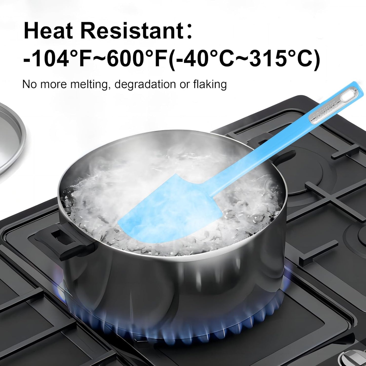 Premium Silicone Spatula Set, JXWING Flexible Heat Resistant Non-slip Handle Baking Cooking Rubber Spatulas, Aqua Sky