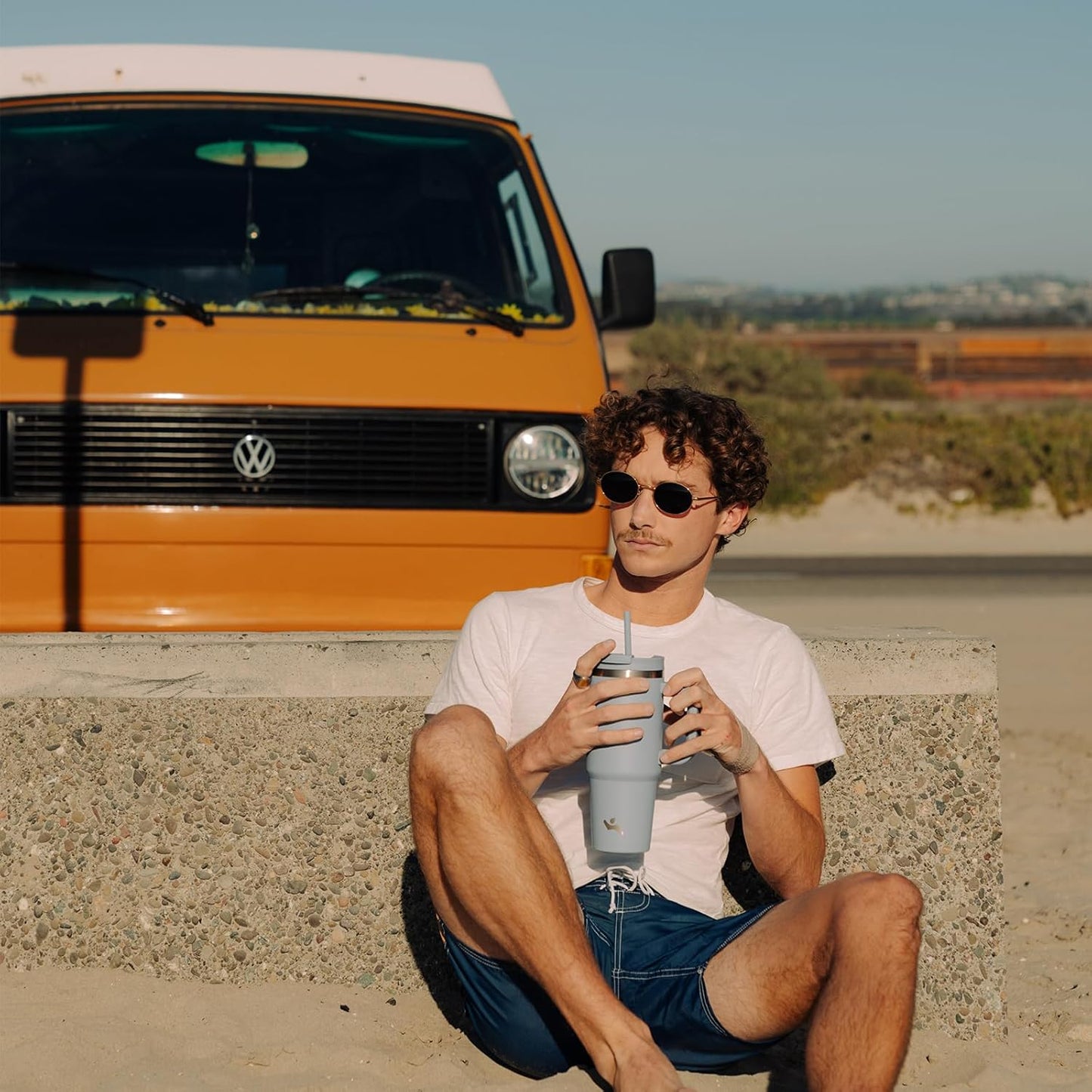 40 oz Tumbler with Handle and 2 Straws,2 in 1 Lid Insulated Water Bottle Stainless Steel Travel Coffee Mug,Blue