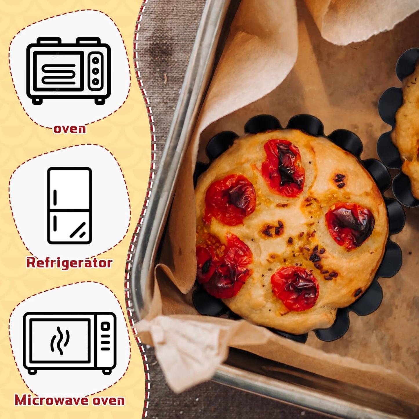 LemonRoad 16 Pcs Egg Tart Molds, Non-stick Carbon Steel Tart Pans, Mini Pie Moulds, Muffin Cupcake Pudding Baking Cup Maker - for Pies, Chinese Egg Tarts, Cakes (2.6 Inch)