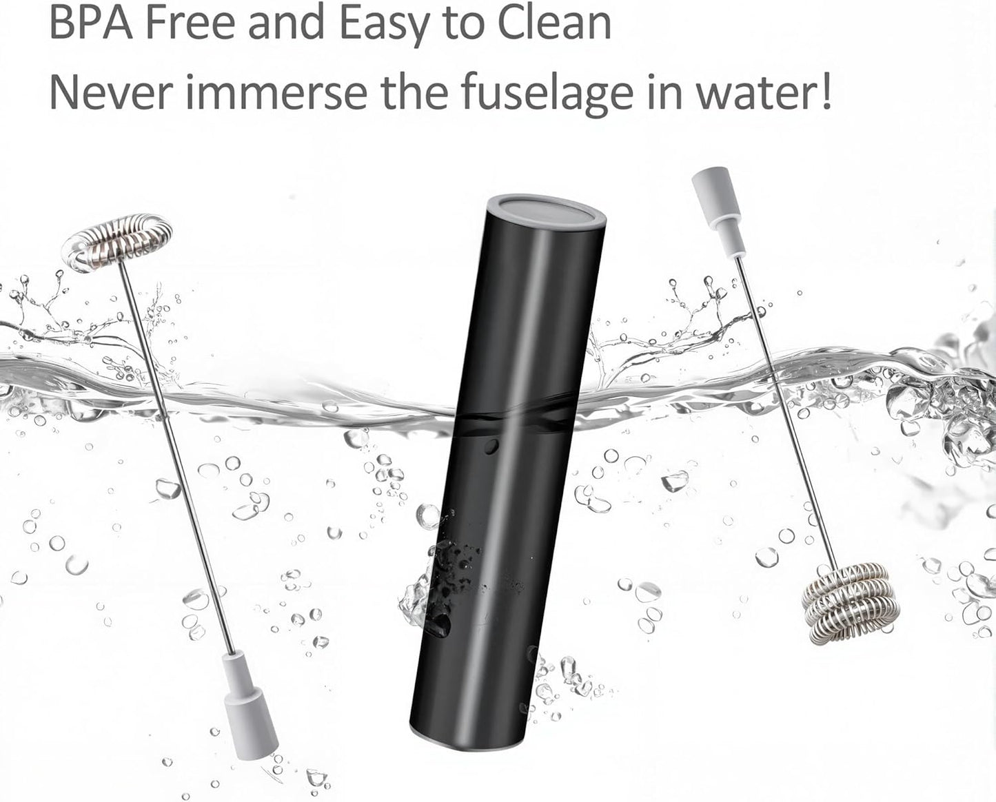 Milk Frother Handheld, Battery Operated Coffee Foamer Drink Mixer with 2 Stainless Steel Electric Whisks for Coffee, Latte, Cappuccino, Hot Chocolate, Protein，Egg Batteries Included,Black