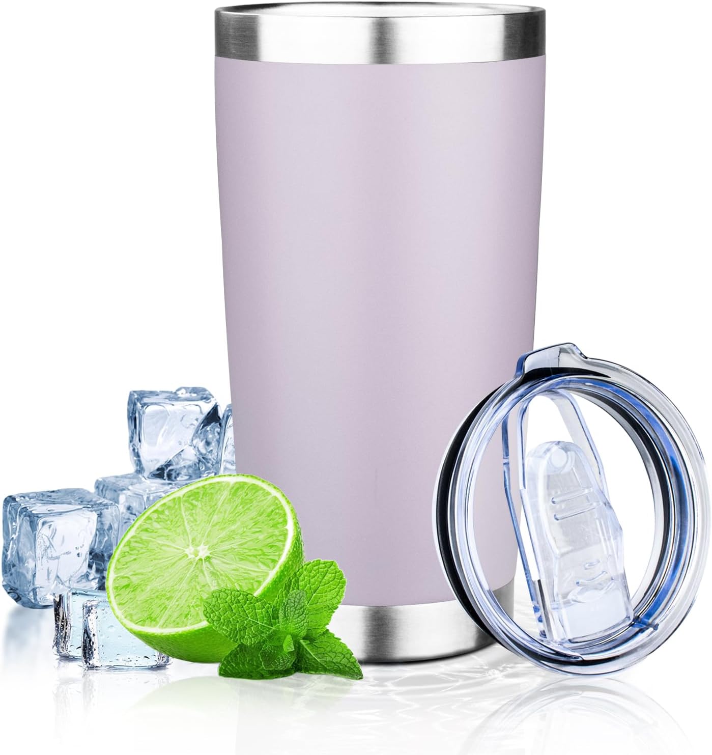 20oz Tumbler with Lid Double Wall Vacuum Insulated Travel Coffee Mug Stainless Steel Thermal Cup Powder Coated Sturdy Coffee Tumbler for Hot and Cold Beverage (Purple,1)