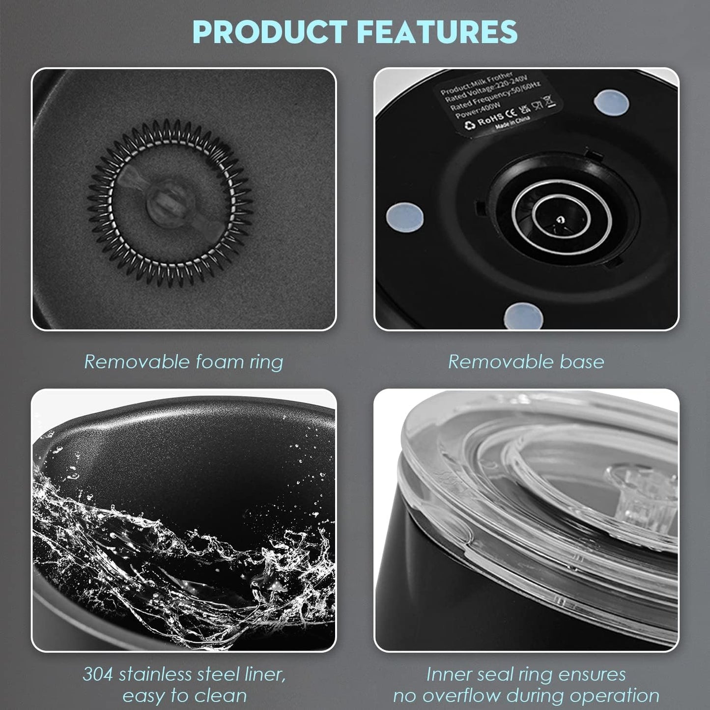 Electric Milk Frother, 4 in 1 Milk Steamer283