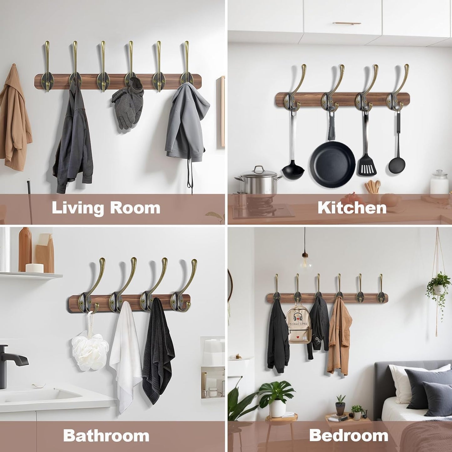 Wall Hooks for Hanging, 25-Pack Heavy Duty Metal Coat Hooks, for Living Room, Bathroom, Kitchen, Bedroom for Towel, Hat, Key, Closet, Bag (Bronze)