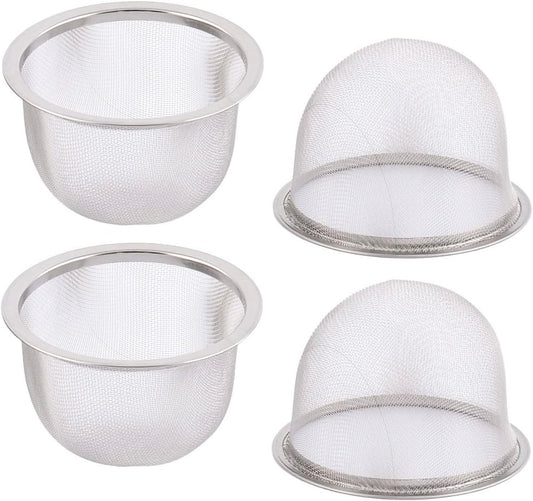 uxcell 4pcs Stainless Steel Mesh Tea Leaves Stainer Teapot Screen 3.1 Inch for Straining Teas and Cocktails or Sifting Flour Sugar Spices and Herbs Silver Tone