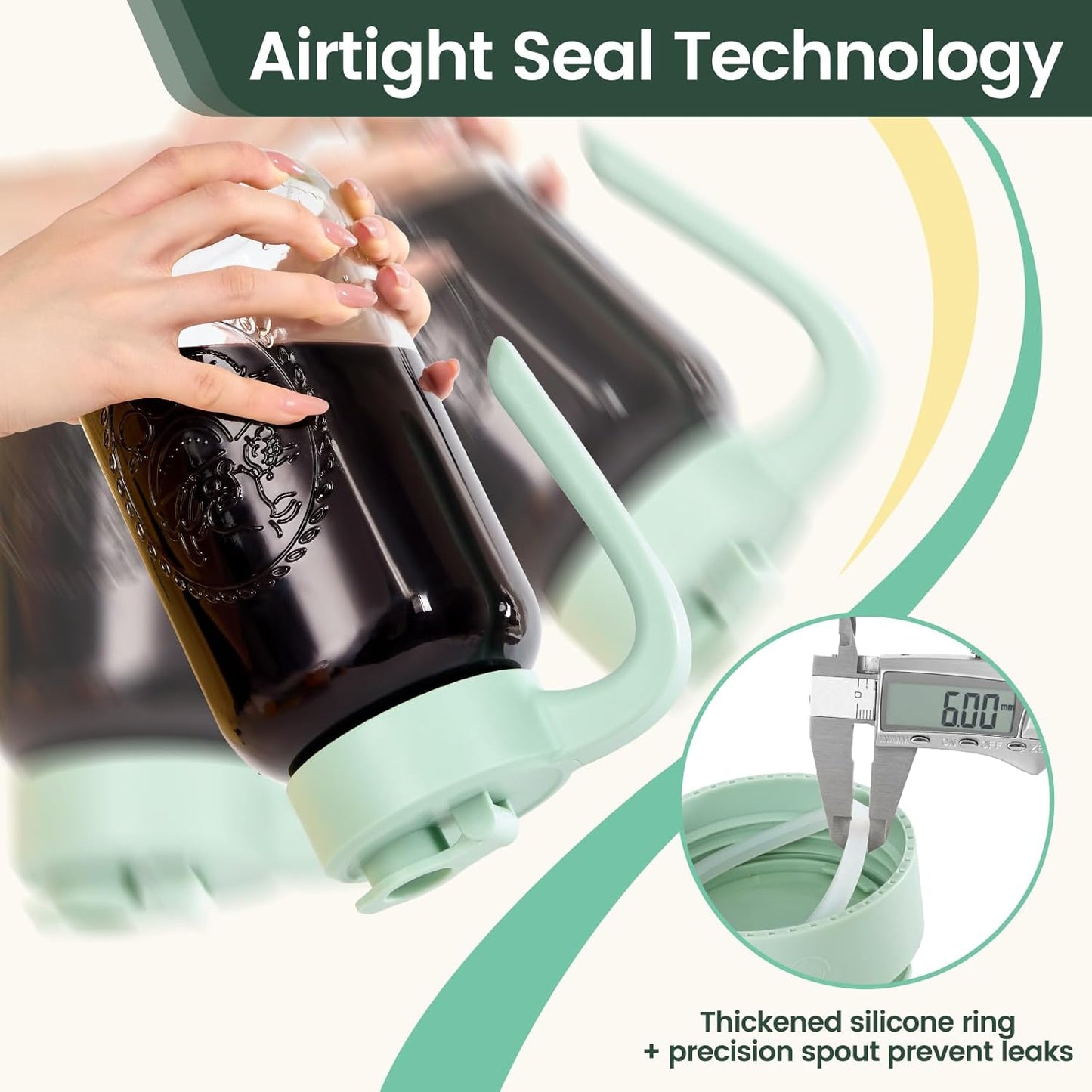 Mason Jar Pitcher - Airtight & Leakproof Glass Pitcher with Lid[set of 2], Perfect for Breastmilk, Cold Brew, and Sun Tea, 2 Quart (64 oz) Mason Jar with Pour Spout Lid