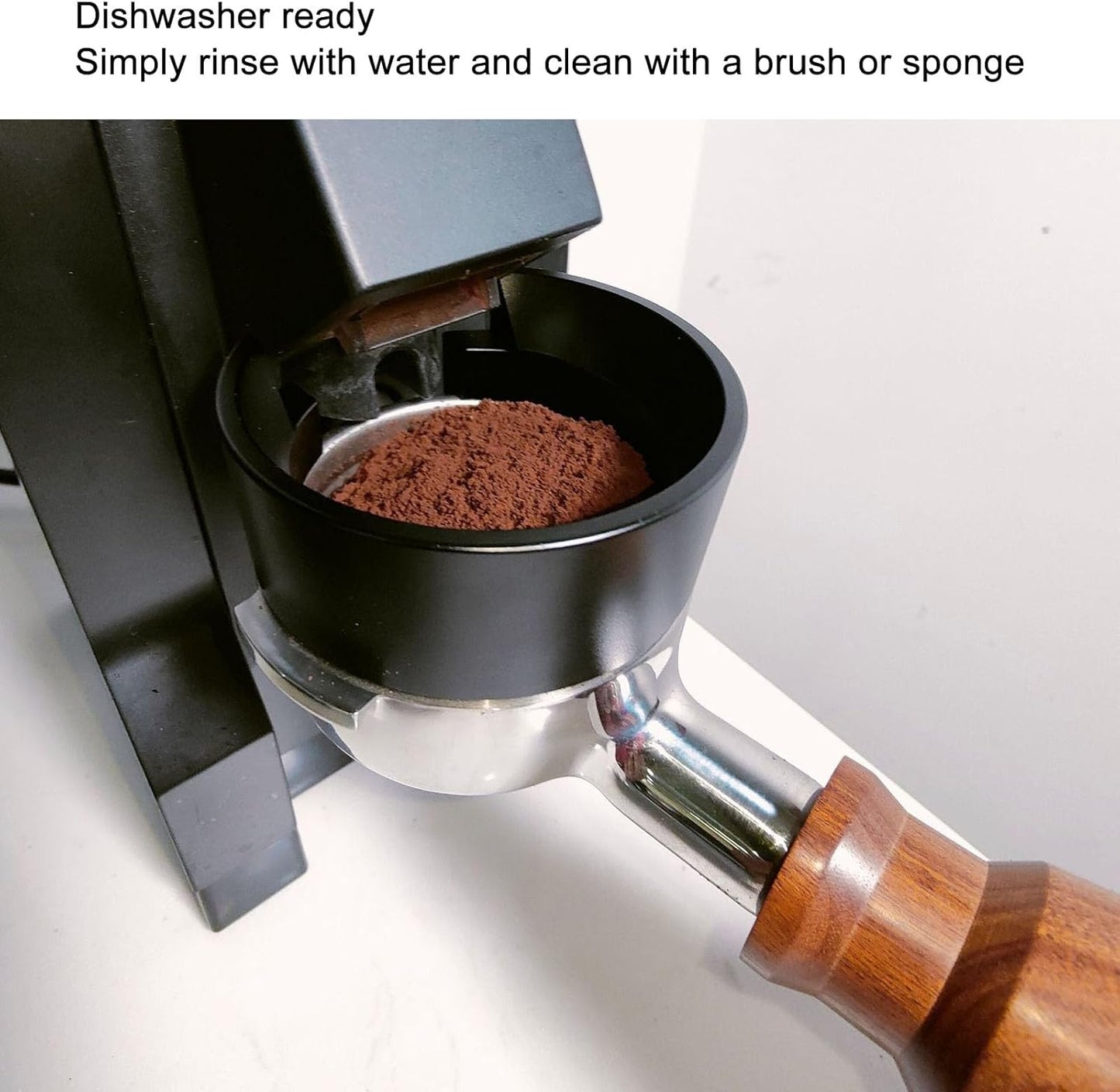 58mm Espresso Dosing Funnel, Lightweight Aluminum Espresso Funnel, 58mm Dosing Funnel, Replacement for Espresso Machine Portafilter (Black)