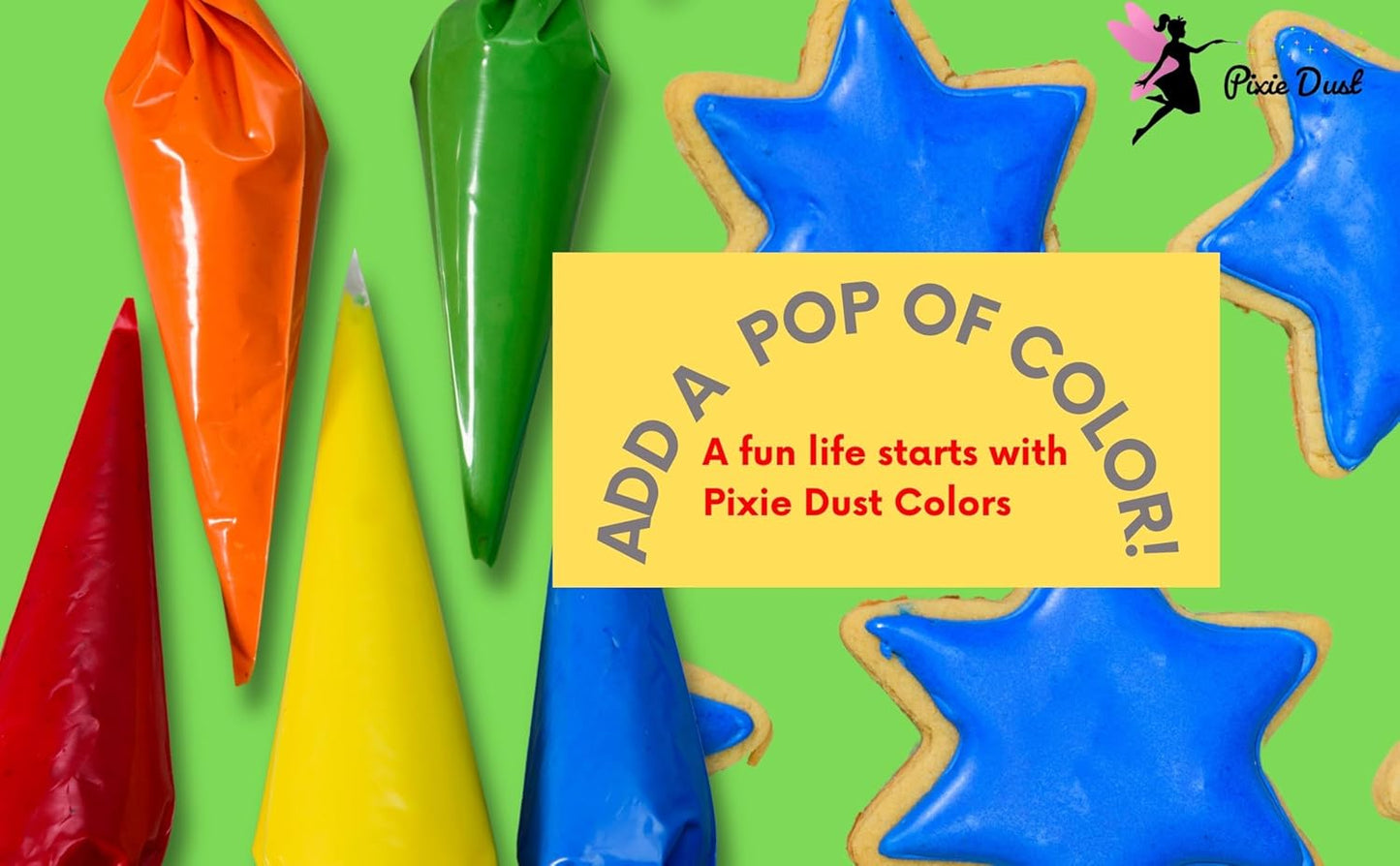 Dye-Free Food Coloring Powder set: Red, Blue, Green and Yellow. Plant-Based/All Natural/Non-Carmine/Non-Annatto/FLAVORLESS by PIXIE DUST (Large .35 oz Each Color 1.4 oz /44gr Total)