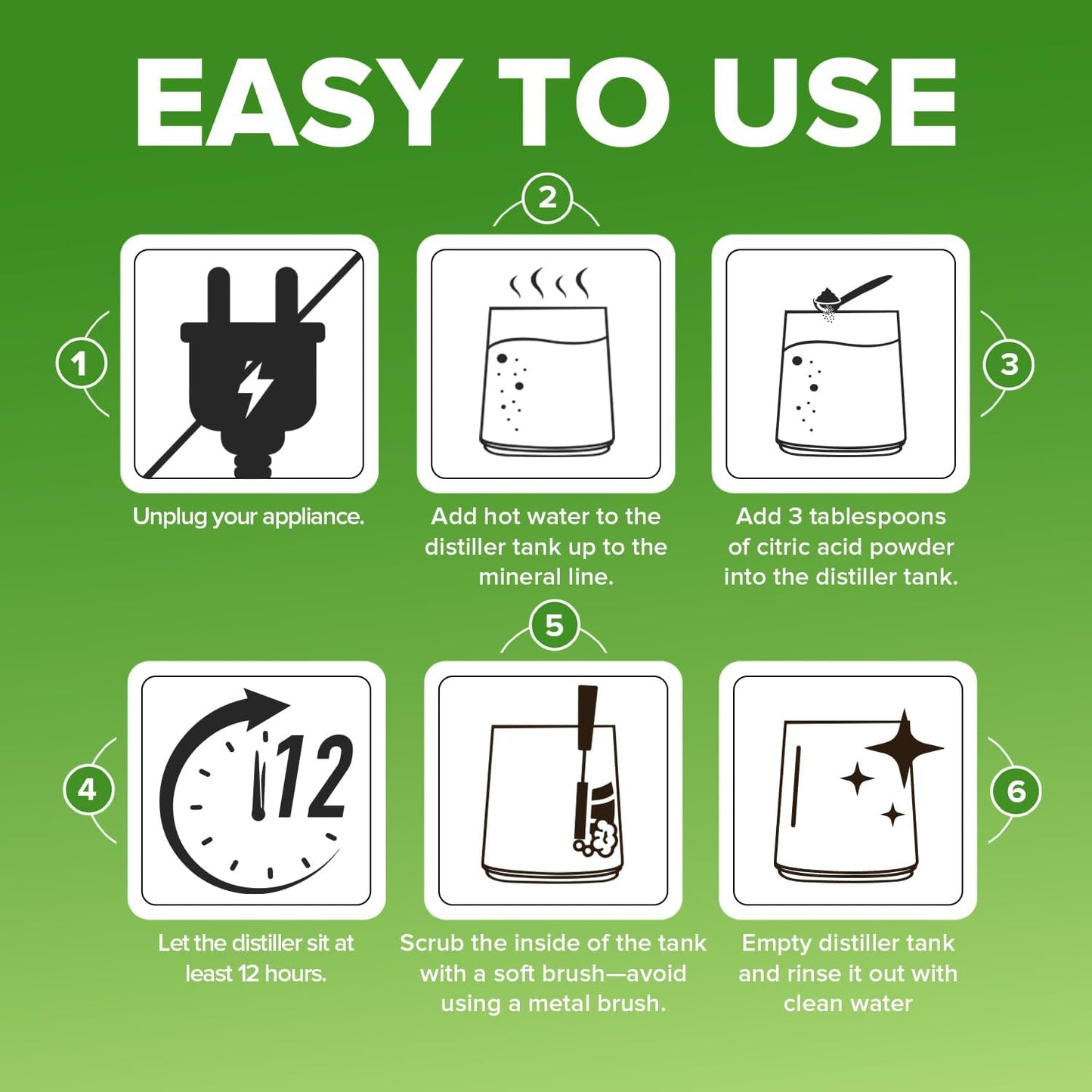 Citric Acid for Cleaning & Descaling Water Distillers, Kettles, Pots, Boilers, Dispensers, Citrus Acid Powder Descaler, Removes Limescale, Mineral Buildup, Hardwater Stains, Residue Fast 2LB Bulk