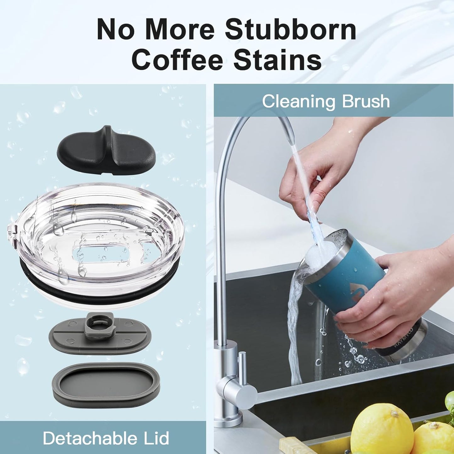 20 oz Coffee Tumbler - Insulated Stainless Steel Travel Mug for Hot/Cold, Spill Proof with BPA-Free Detachable Lid, Coffee Cup Fits Most Car holder, Includes Chic Stickers, Indigo/Black