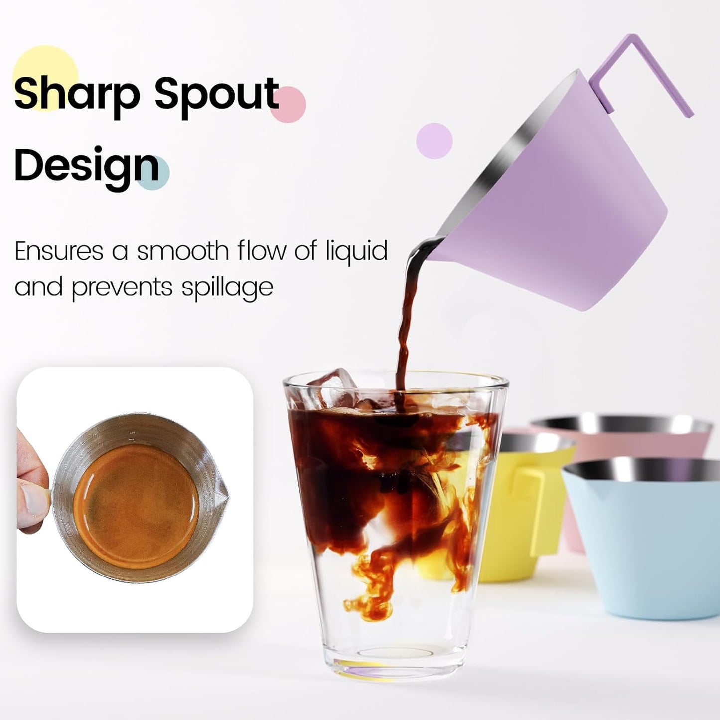 MHW-3BOMBER Espresso Measuring Cup with 3 oz Sauce Cup Espresso Shot Cup Stainless Steel Pouring Cup for Tomato Sauce|Steak Sauce|Desserts|Beverages| (Purple) G5737-OS