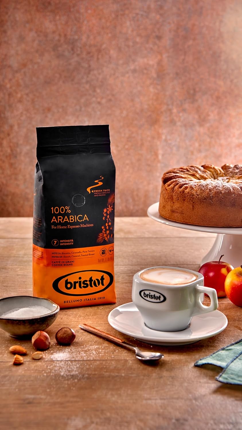 Bristot 100% Arabica Espresso Beans | Italian Espresso Beans | Medium Roast | 1.1lb/500g