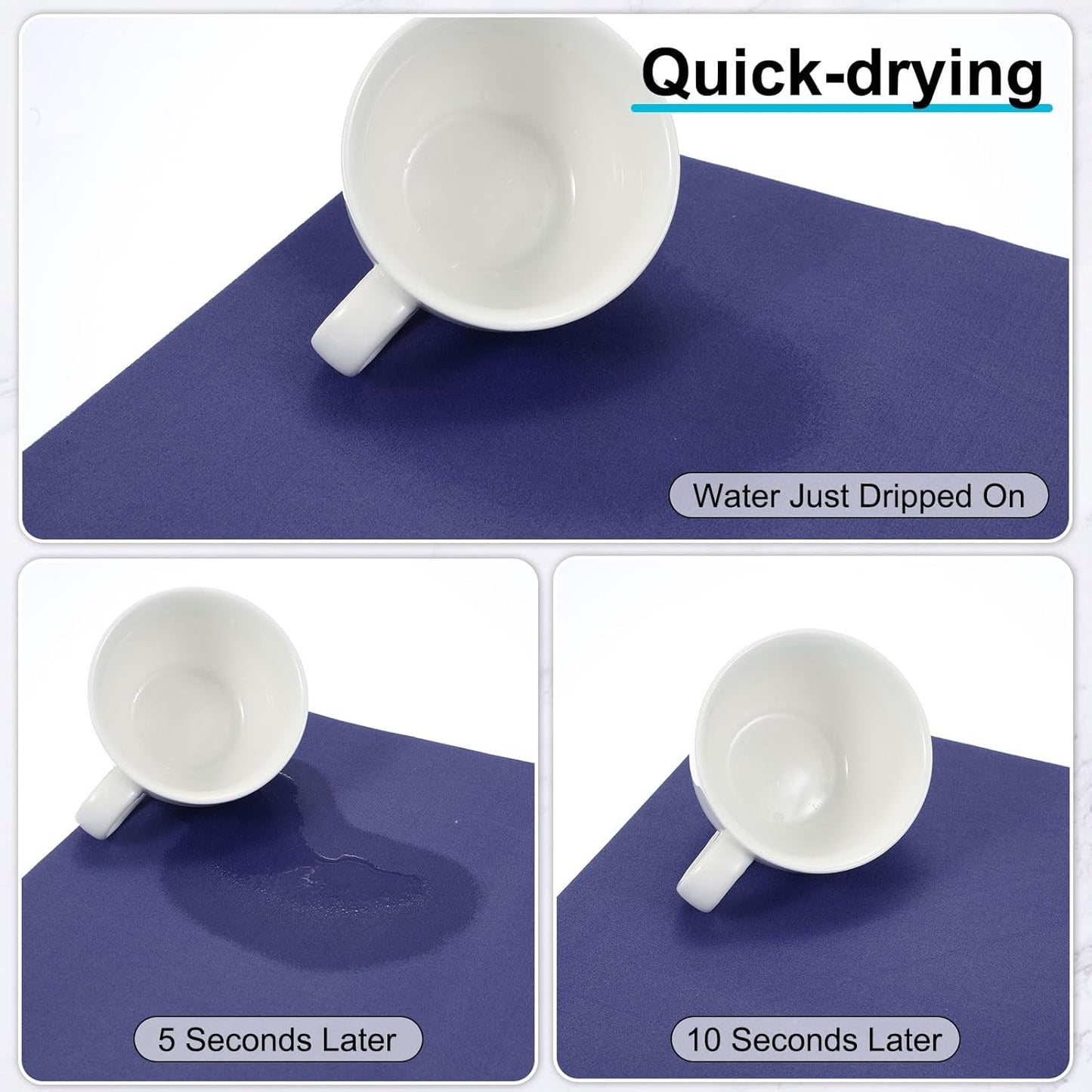 uxcell Silicone Mats for Kitchen Counter, 15.7" x 11.8" Non-Slip Countertop Protector Mat Heat Resistant Coffee Mat Waterproof Table Placemat, Dark Blue