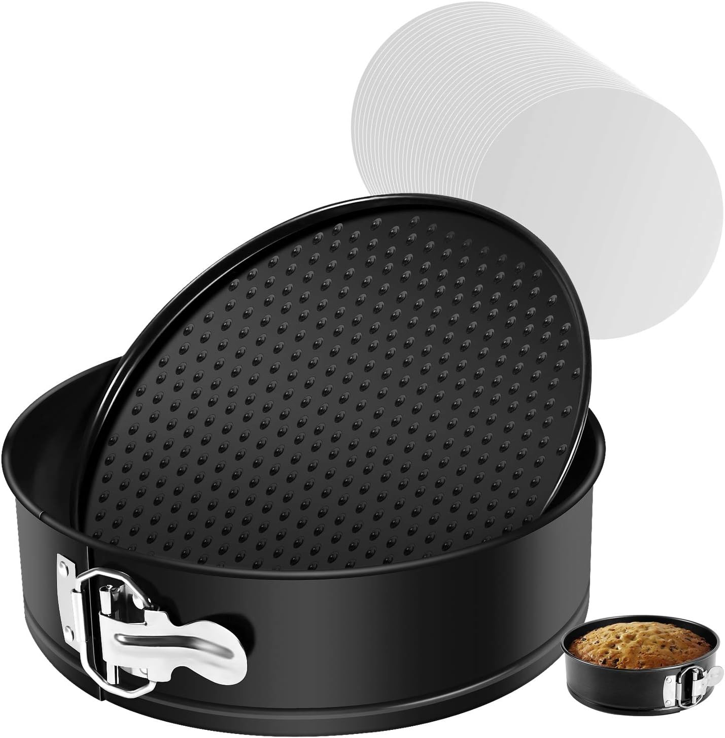 9 Inch Springform Pan Nonstick - Cheesecake Pan with Removable Bottom/Leakproof - Round Cake Pan with 50 Pcs Parchment Paper Liners - Fits 6 Qt 8 Qt Pressure Cooker