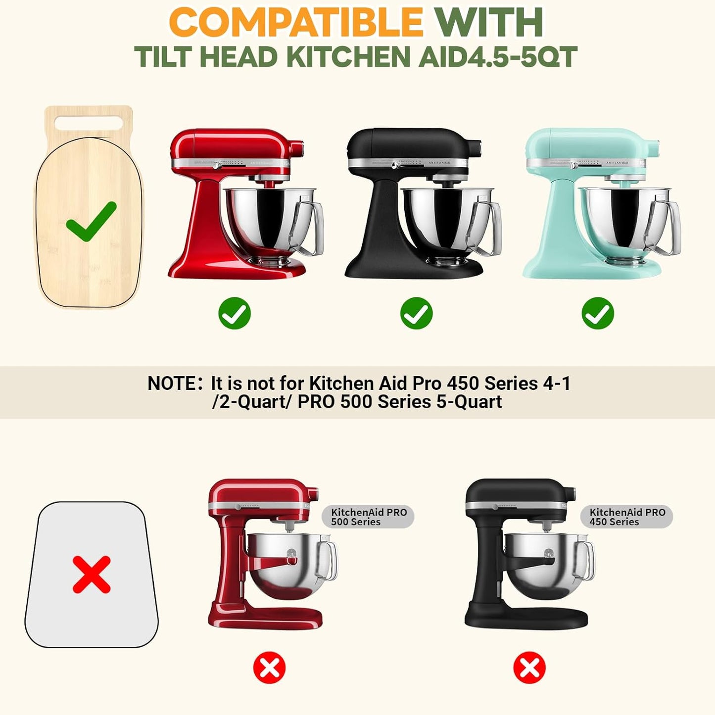 Mixer Slider Compatible with Kitchen aid Bowl Lift 4 .5-5 Qt Stand Mixer Natural Bamboo - Kitchen Countertop Storage Mover Sliding Caddy for Kitchen Aid 4 .5-5 Qt Mixer (Natural)