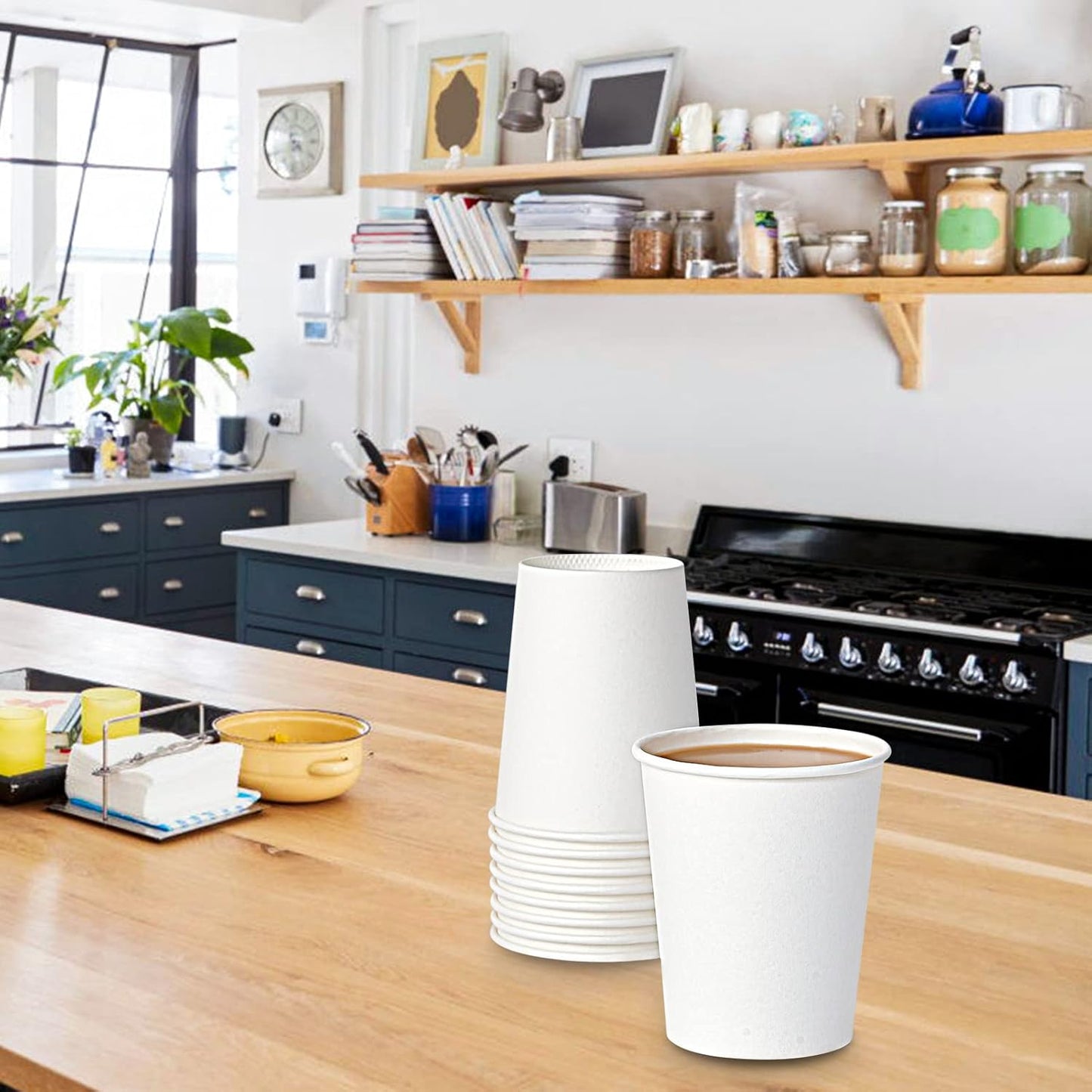 Turbo Bee 300Pack 8oz Paper Cups,Disposable Coffee Cup， White Paper Water Cups,Hot/Cold Beverage Drinking Cup for Party,Travel and Event