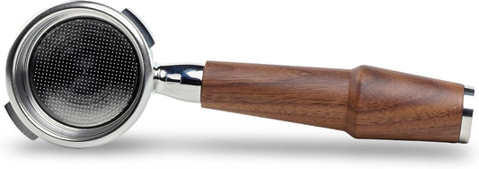 58mm Bottomless Portafilter for Gaggia Classic Pro, Evo, E24 Espresso Machines With Upgraded Walnut Handle and 18-21 Gram Filter Basket