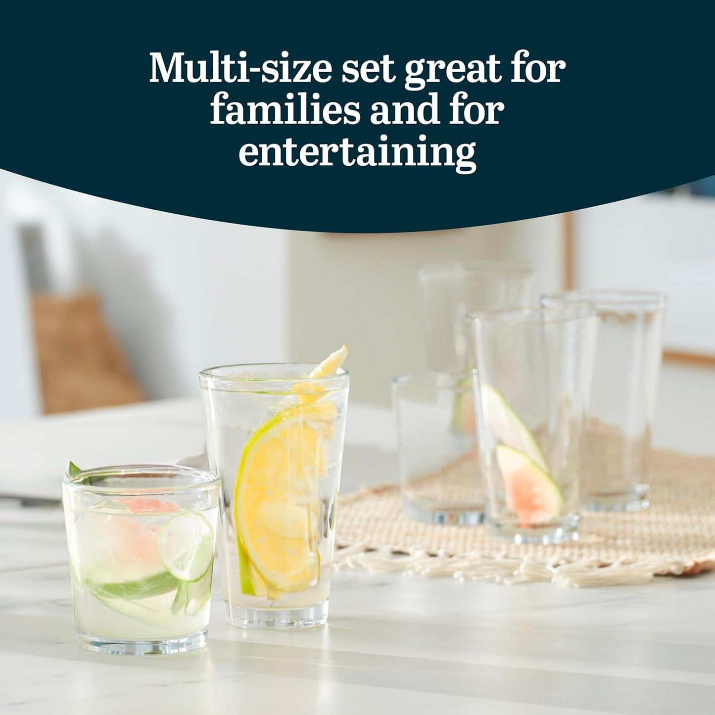 Libbey Preston Tumbler and Rocks Glasses Set, All Purpose Everyday Drinking Glasses Set of 16, Dishwasher Safe Kitchen Glassware Set